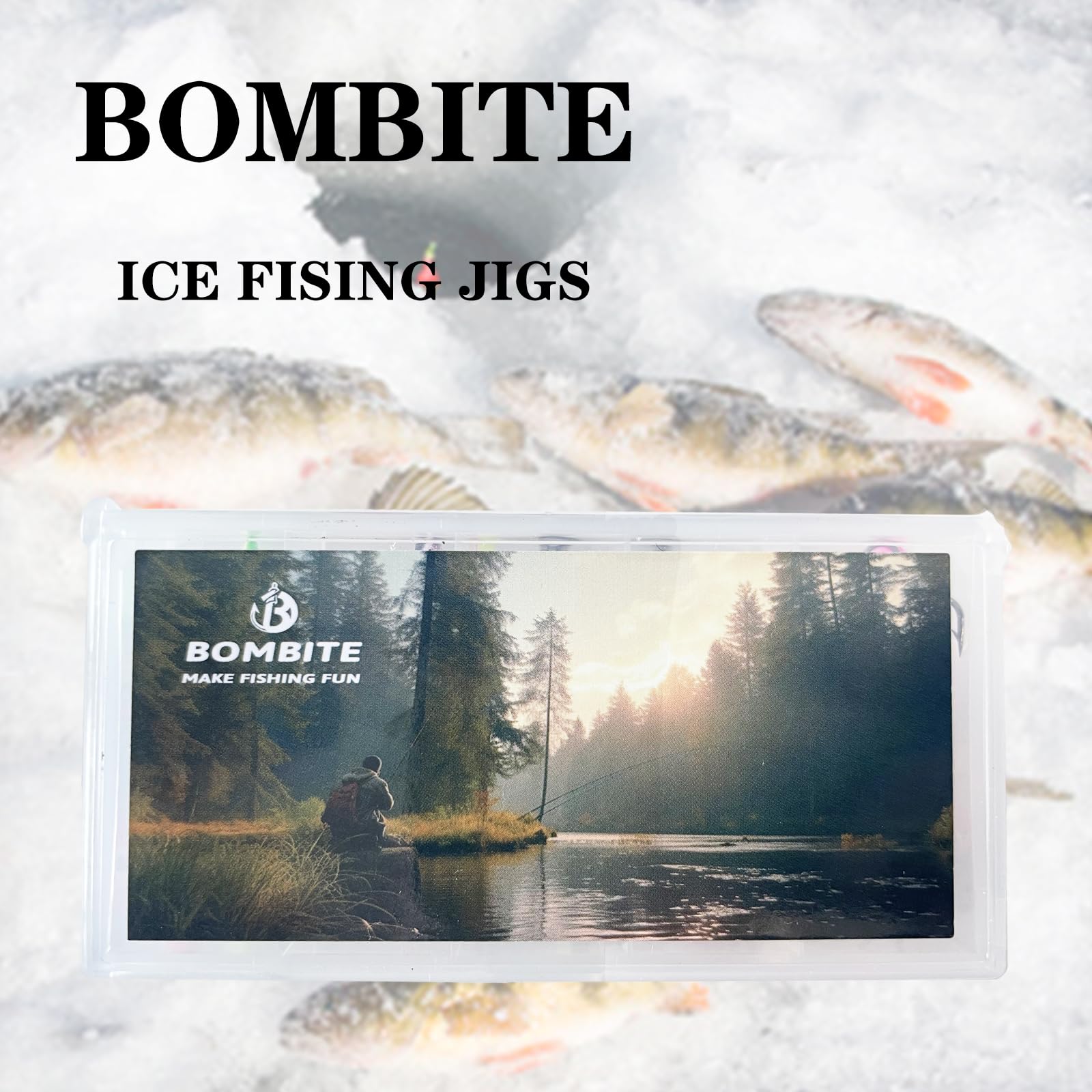 Bombite Glow in the Dark Ice Fishing Lures Kit - 30/50 Pack Crappie Jig Heads with Tackle Box for Winter Fishing | Ice Fishing Gear for Trout, Perch & Panfish | Perfect for Night Fishing & Low Light Conditions