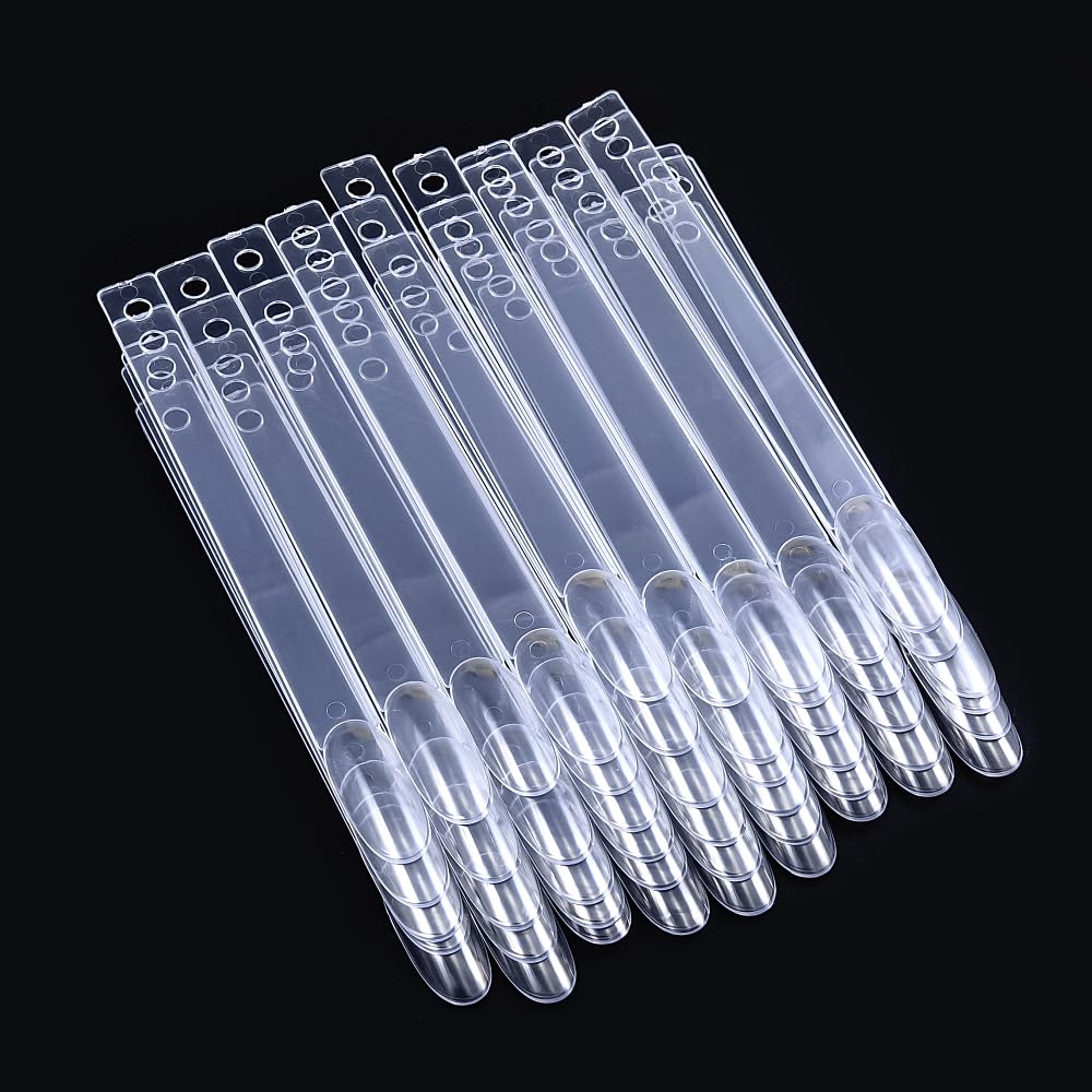 Blinginbox Clear 150PCS Nail Swatch Sticks with Ring - False Nail Sample Sticks for Nail Art Polish Color Practice & Fan-shaped Display - Perfect for Salon Professionals & DIY Nail Enthusiasts