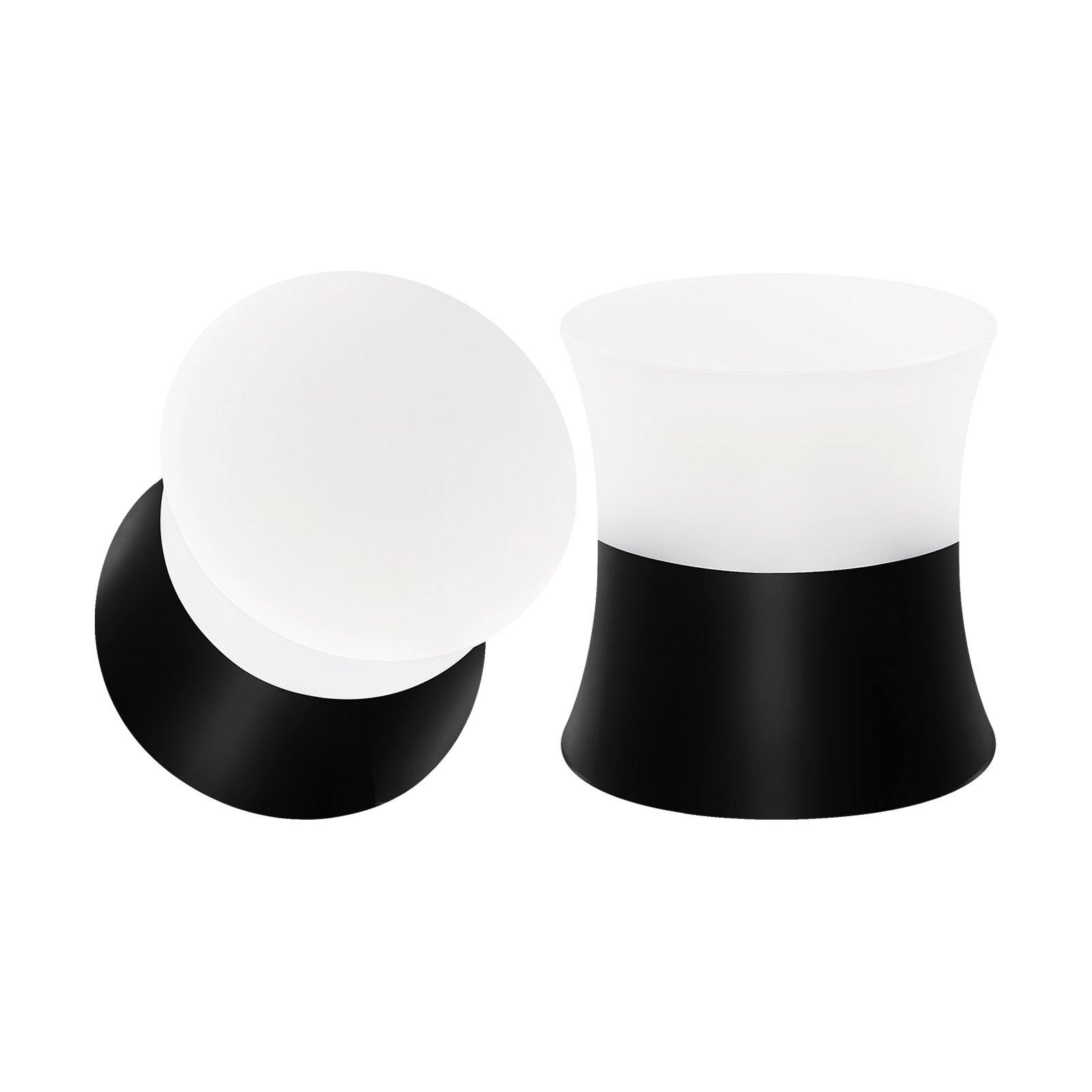 2 Tone Black & White Double Flared Silicone Ear Stretcher Plugs - Big Gauges Solid Piercing Jewelry for Lobe Earring - Perfect for Body Modification & Alternative Fashion Styles