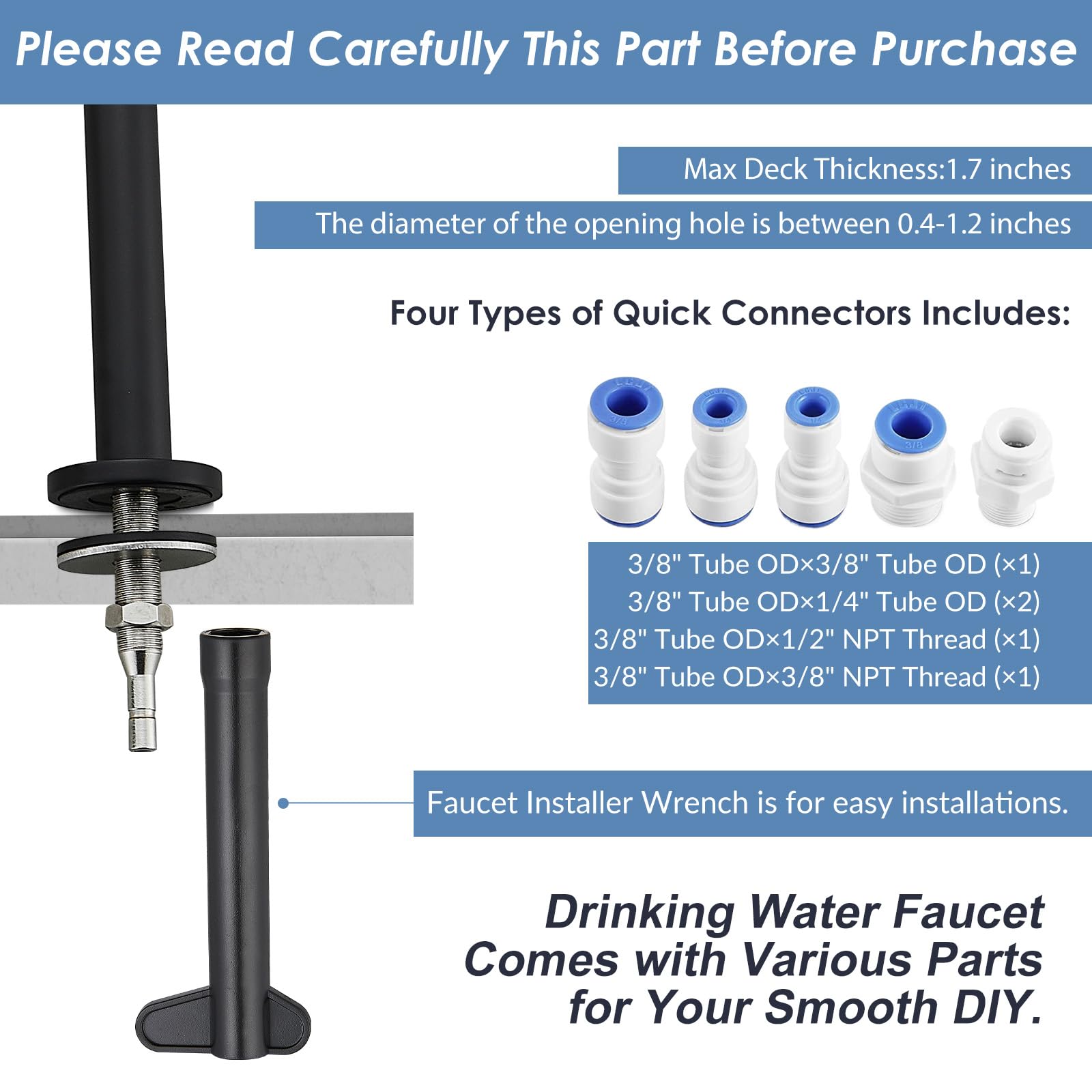 Premium Matte Black RO Drinking Water Faucet for Kitchen Sink - Stainless Steel Reverse Osmosis Water Filter Tap | Pure Filtered Water for Cooking, Drinking & Coffee Making