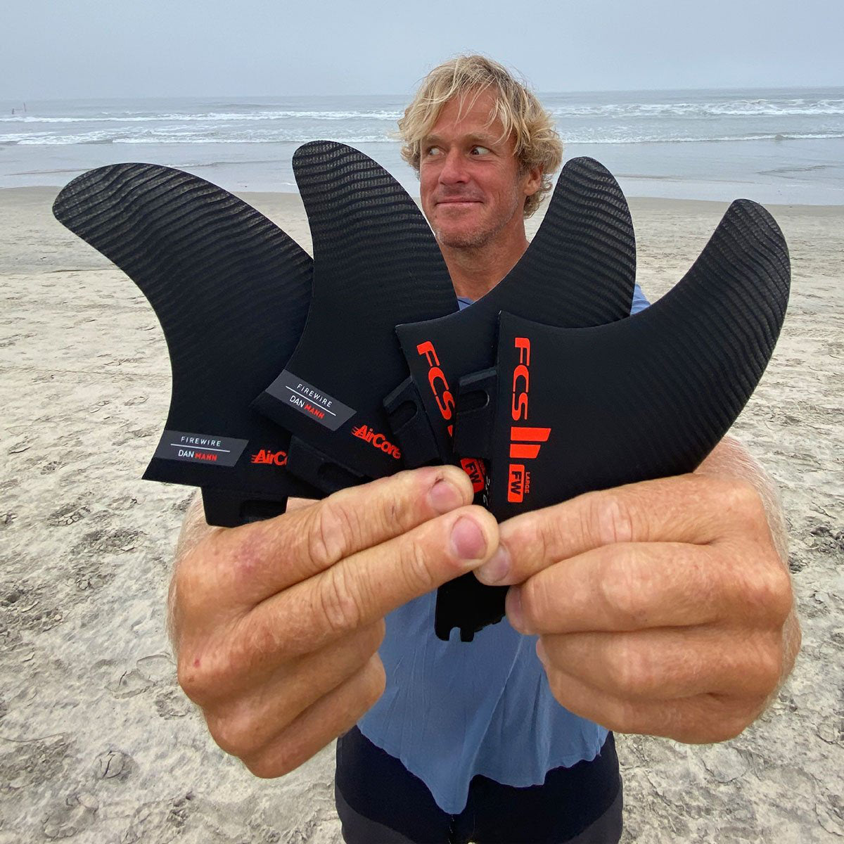 FCS II THRUSTER Firewire Surfboard Fins - PC Black Tri Fin Set (Medium Size) | Perfect for Shortboard Surfing & Performance Waves