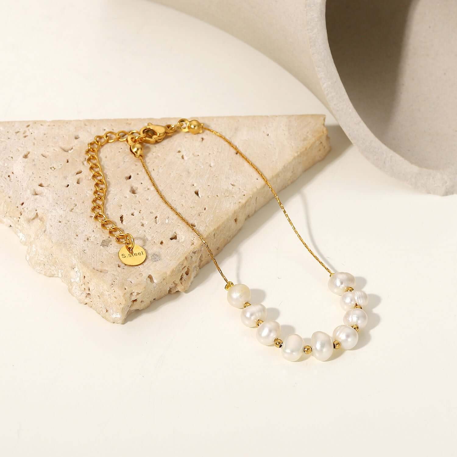 18K Gold Dainty Freshwater Pearl Bead Bracelet for Women - Elegant Minimalist Jewelry Gift for Her | Perfect for Weddings, Parties & Everyday Wear (JDB173)
