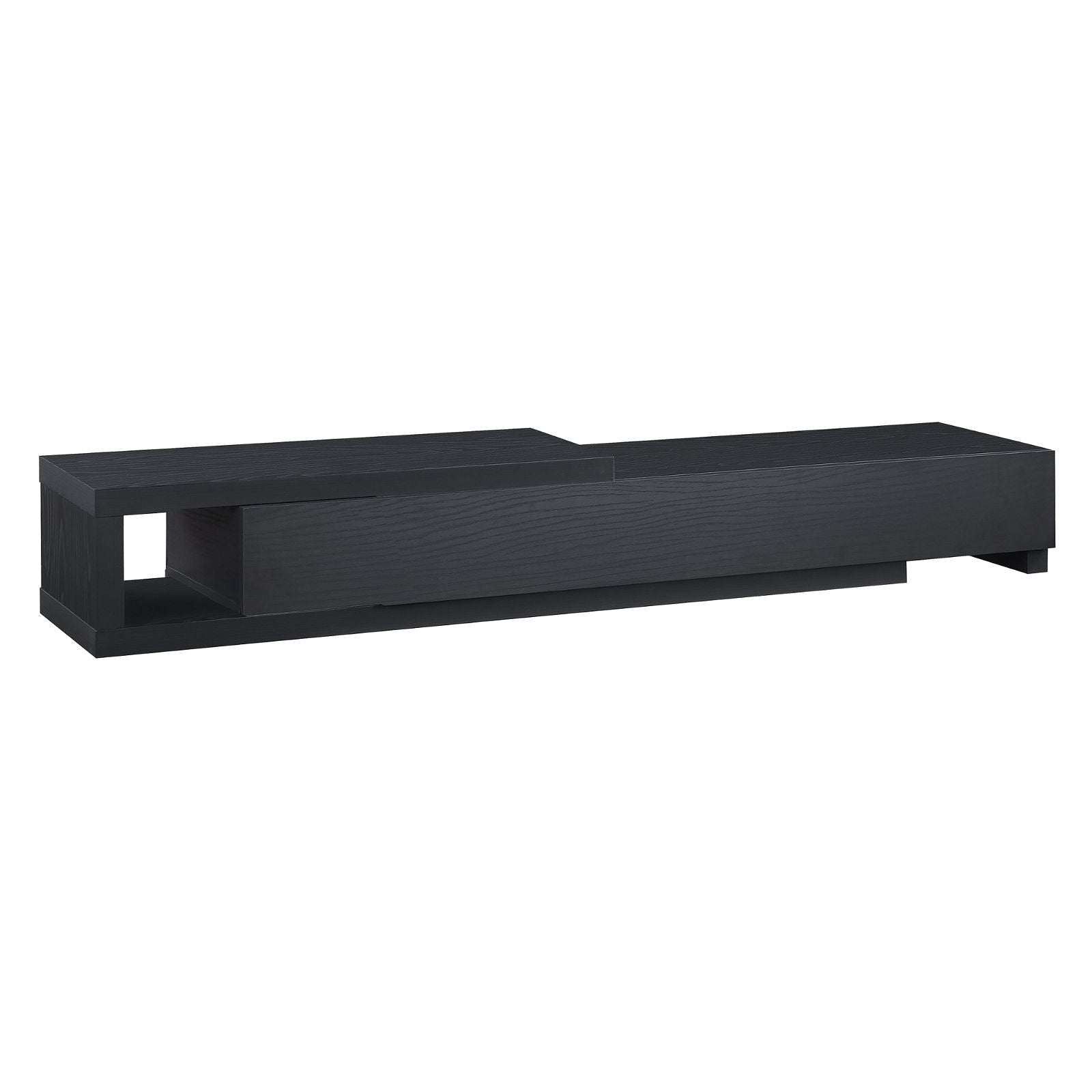 Criterion Durham Extendable TV Stand 260cm - Modern Lowline TV Unit in Black Oak for Living Room & Home Theater Setup