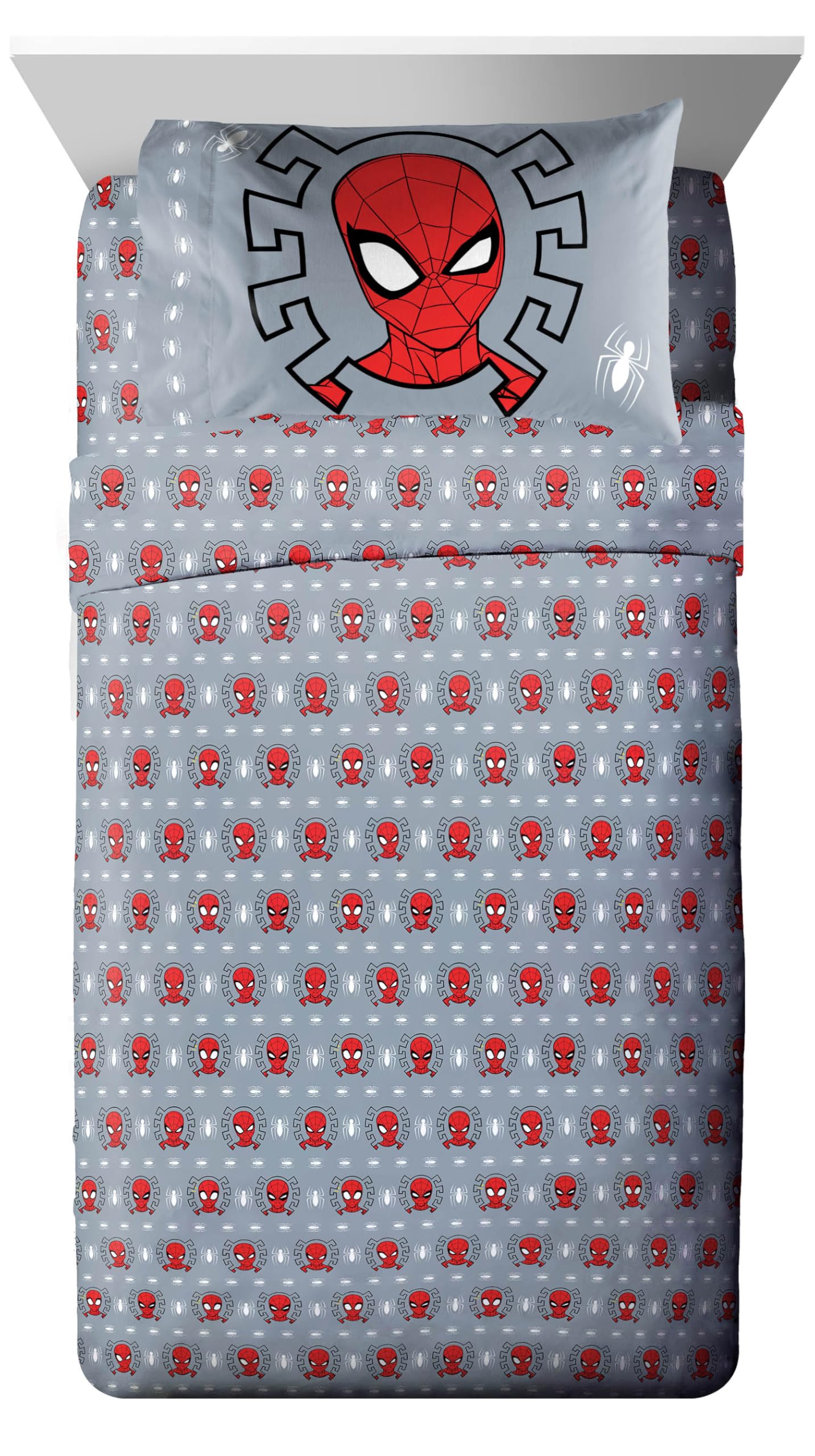 Jay Franco Marvel Spiderman Webbed Wonder 5-Piece Twin Bedding Set - Super Soft Fade Resistant Polyester Comforter & Sheet Set - Official Marvel Licensed Product - Perfect for Kids' Bedrooms, Themed Rooms & Marvel Fans