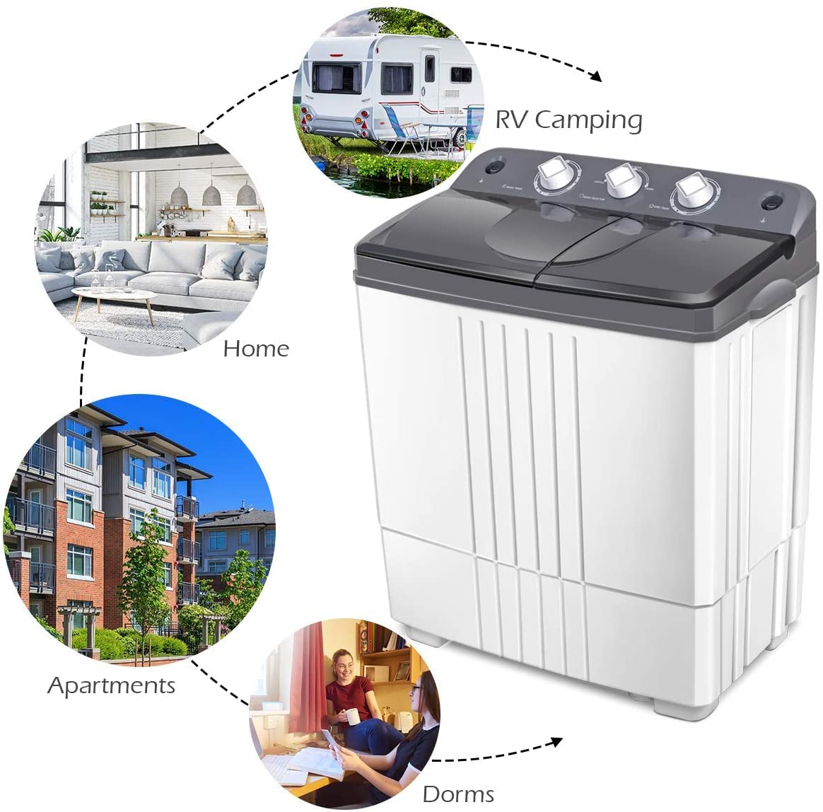 GO-12690OD High-Efficiency Front Load Washing Machine in Gray - Perfect for Apartments, Laundry Rooms & Small Spaces
