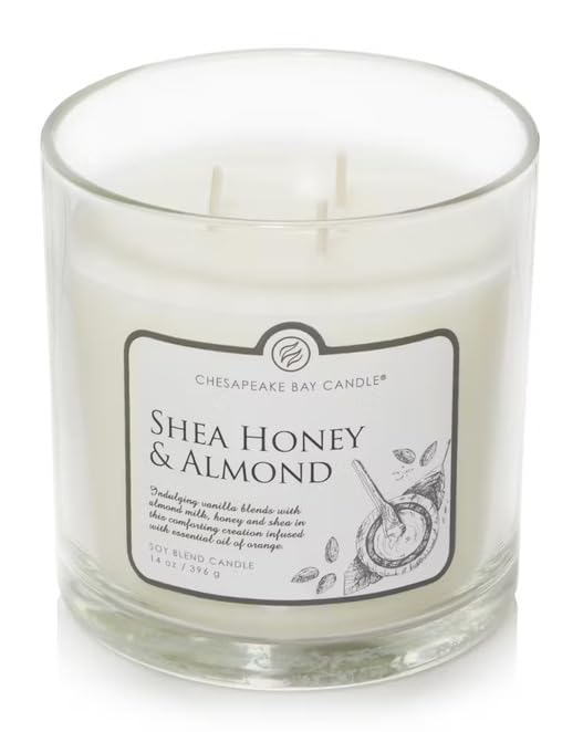 Chesapeake Bay Candles Botany Collection Shea Honey & Almond Scented 3-Wick Jar Candle for Home, Spa & Relaxation - 14.5oz Aromatherapy Gift