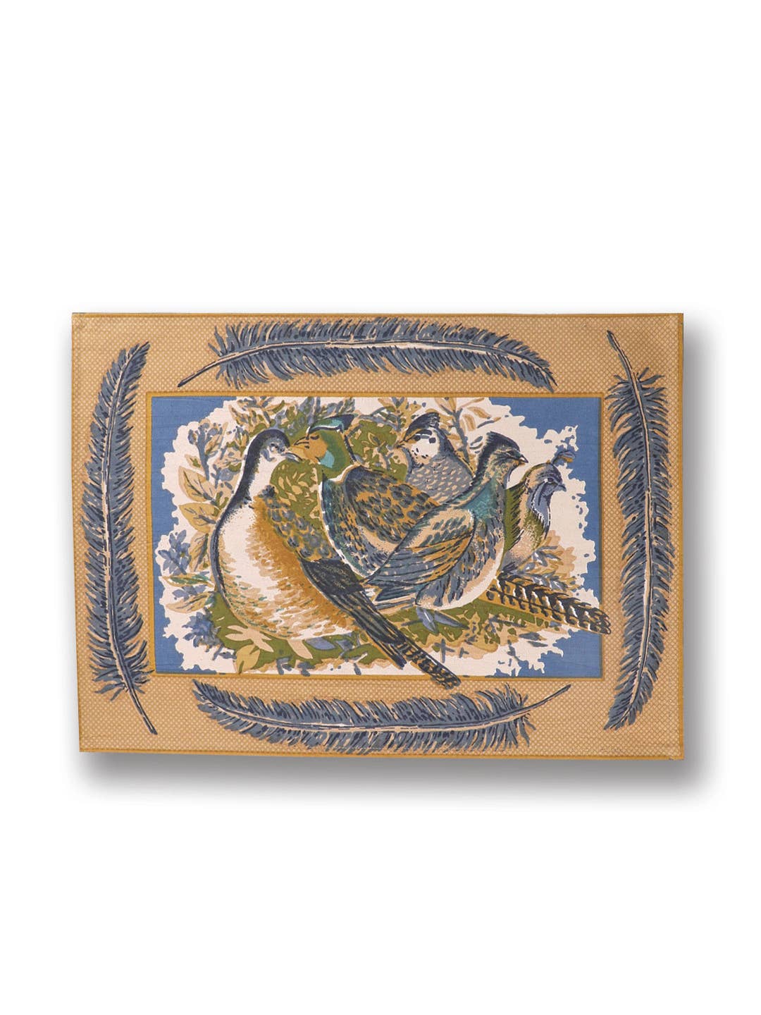 April Cornell Pheasant Placemat Set of 4 - Elegant Floral Printed Table Mats for Dining Room Decor, Perfect for Thanksgiving, Christmas Dinner & Special Occasions