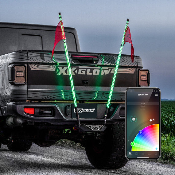 2pc 4ft Whip Kit with Hitch Receiver Step Mount - Heavy Duty Off-Road Antenna Kit for Jeep, Truck & ATV | Perfect for Camping, Off-Roading & Outdoor Adventures | XKchrome