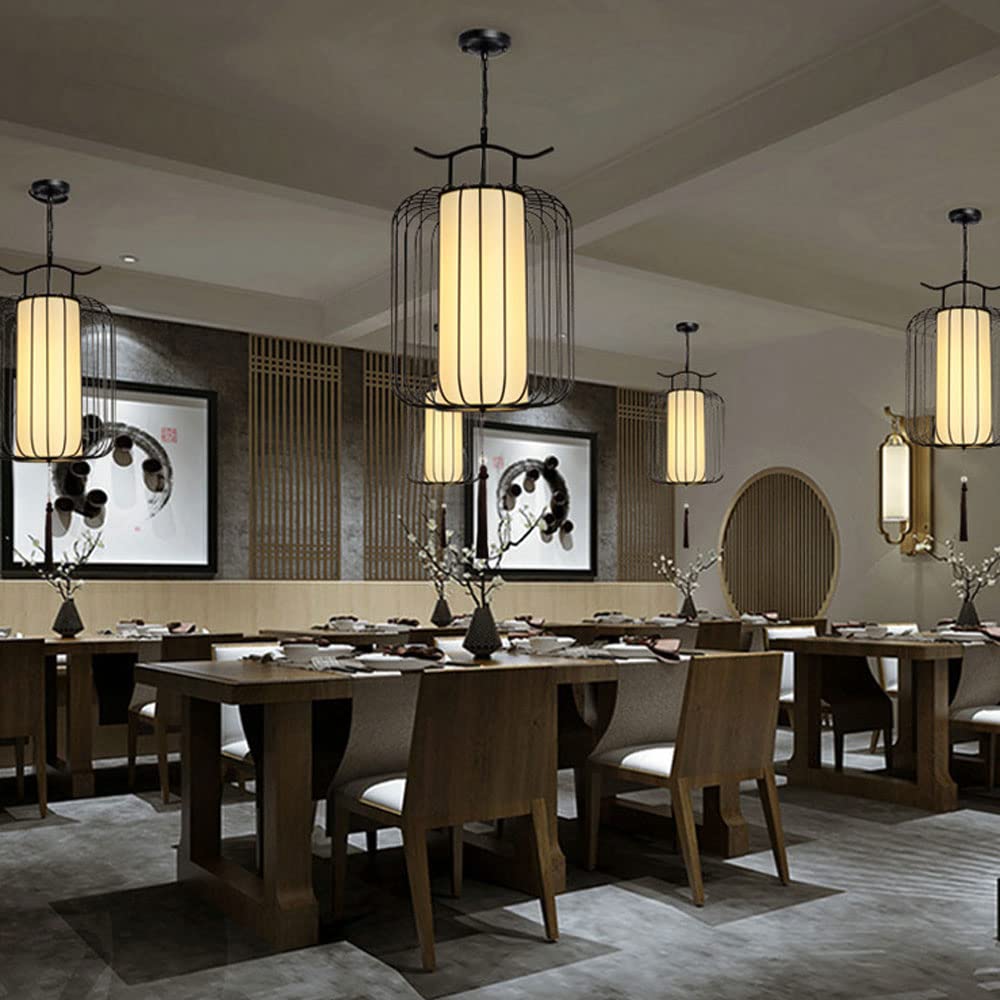 Modern LED Chandelier - Creative Iron Birdcage Pendant Light with Fabric Shade for Dining Room, Bedroom or Bar Decor | Energy Efficient Ceiling Lighting Fixture | Perfect for Restaurant, Cafe and Home Decoration