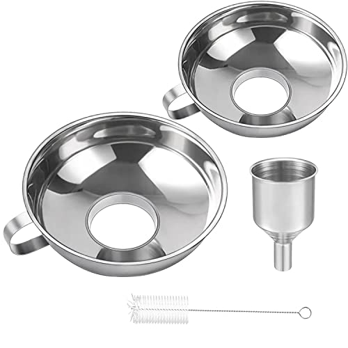 HAUSPROFI 3-Pack Stainless Steel Canning Funnel Set - Wide Mouth & Regular Size for Mason Jars - 304 Food-Grade Kitchen Funnel for Preserving, Canning & Food Transfer - Ideal for Homemade Jams, Pickles & Bulk Food Storage