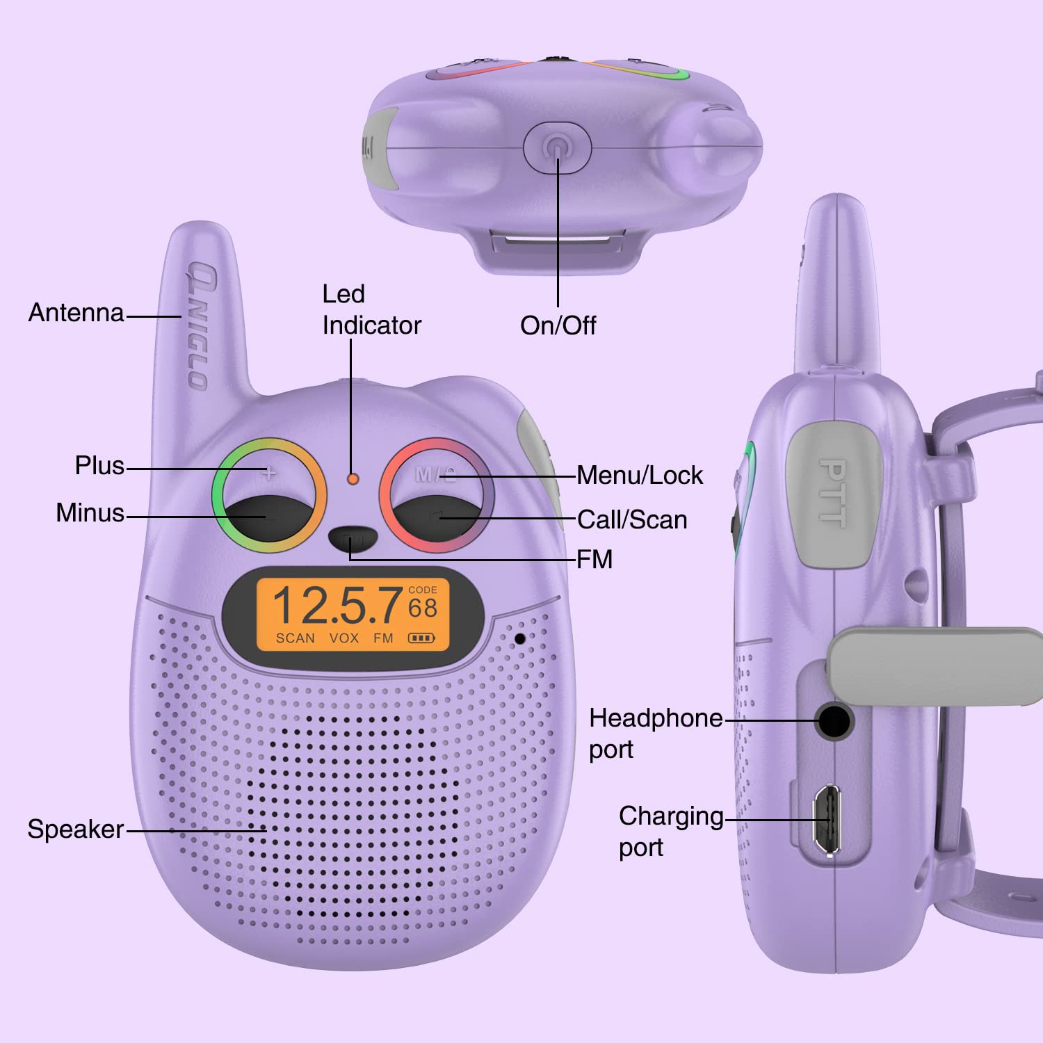 Qniglo Kids Walkie Talkies 4 Pack - Rechargeable Wrist Walkie Talkies for Boys & Girls Ages 3-12 | Perfect Christmas & Birthday Gifts | Great for Camping, Hiking, Outdoor Adventures & Family Activities