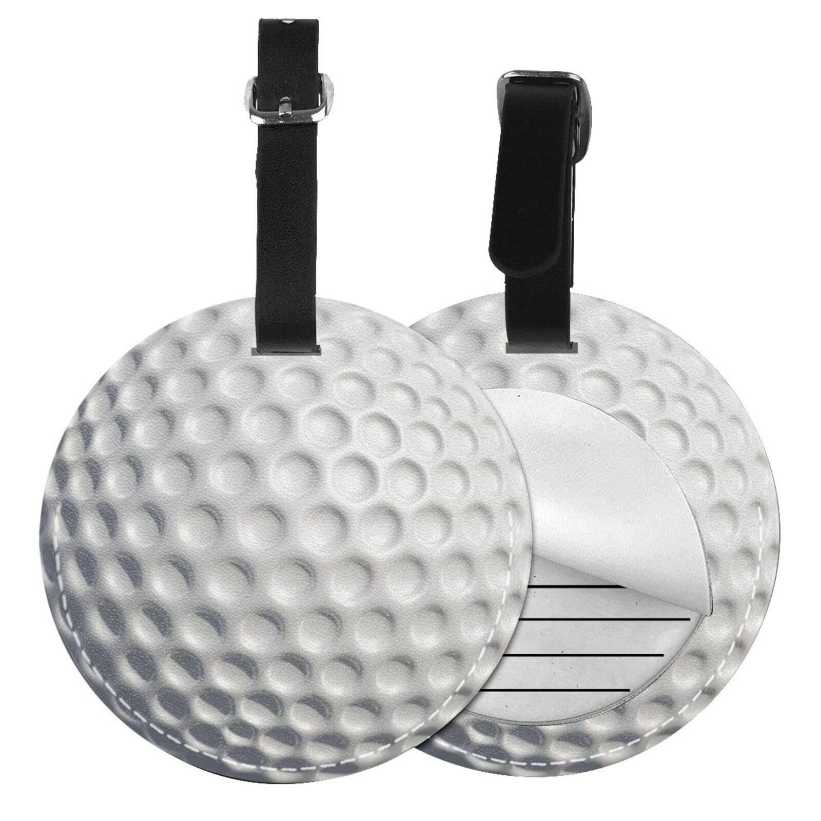 Premium PU Leather Golf Ball Design Luggage Tags for Suitcases - Durable Travel Baggage ID Tags with Name Label for Women & Men - Perfect for Airports, Business Trips and Vacation Travel Accessories