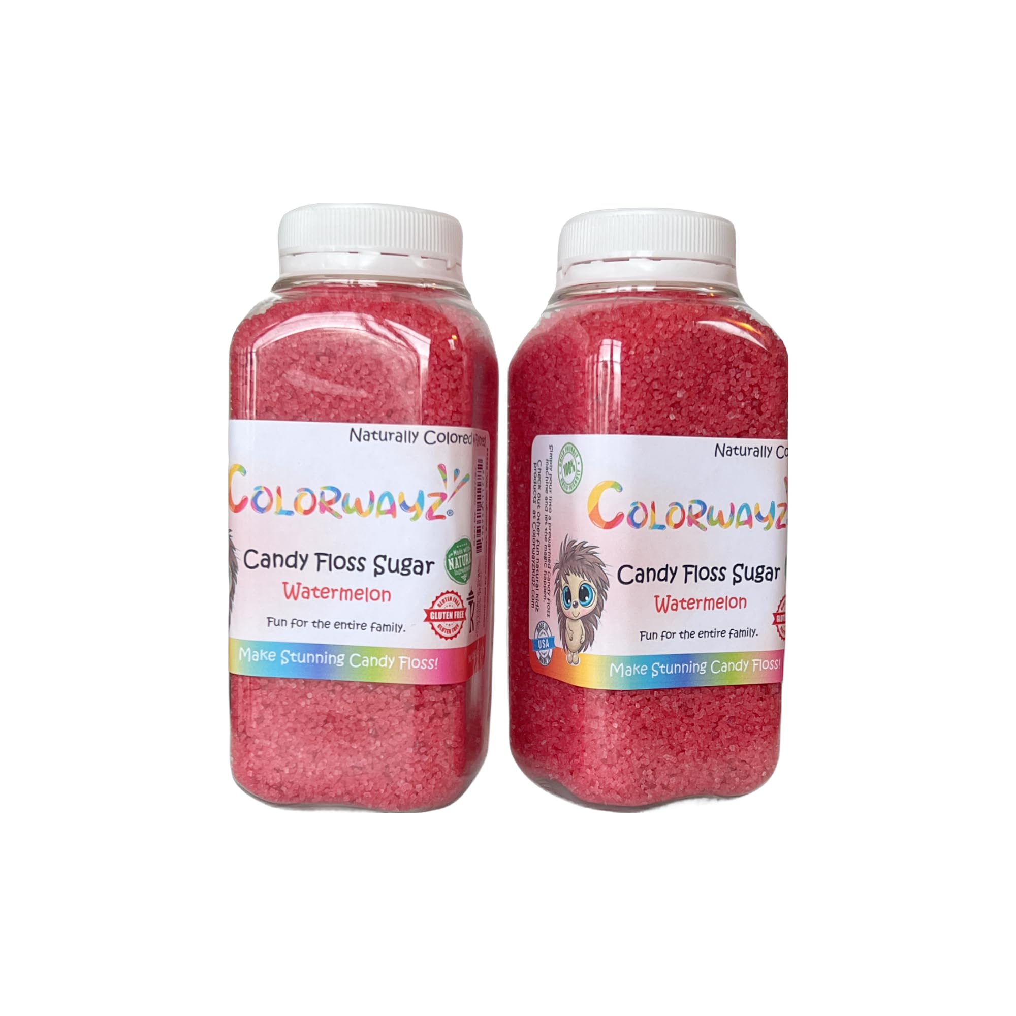 Colorwayz All-Natural Cotton Candy Sugar - 5oz Fine Grain Candy Cane Sugar for Home & Commercial Cotton Candy Machines (Watermelon Flavor) - Perfect for Parties, Carnivals & Sweet Treats