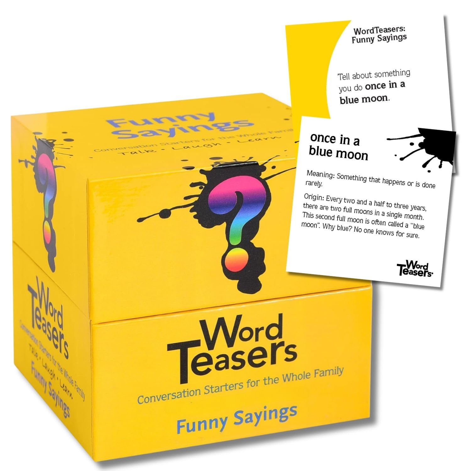 WORD TEASERS Funny Sayings Conversation Cards - Family Conversation Starters Game with 150 Idioms & Questions - Fun Flash Cards for Kids & Adults Ages 8+ - Perfect for Game Nights, Road Trips & Classroom Activities