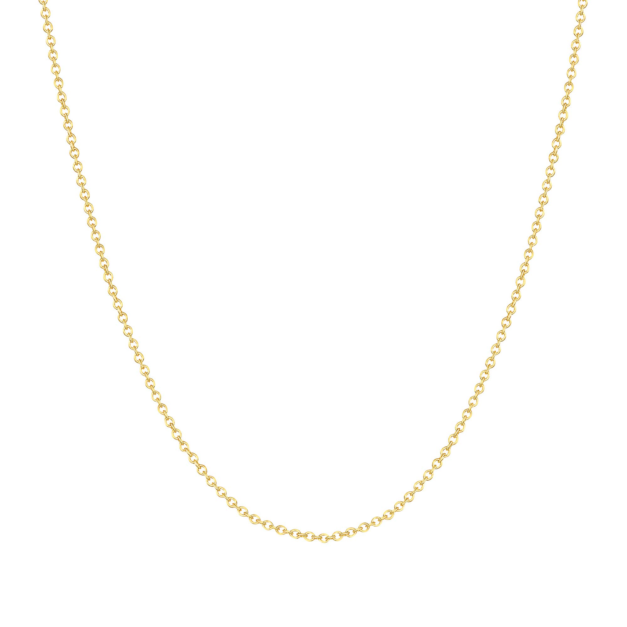 18K Solid Yellow Gold Round Cable Chain Necklace - Dainty Minimalist Jewelry Gift for Women - 16