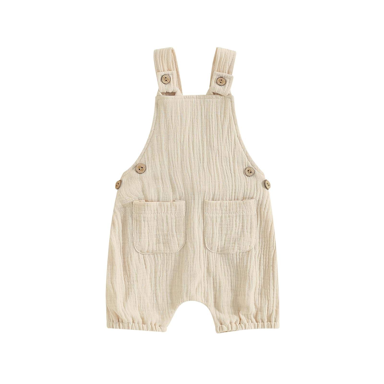 Baby Boys Girls Cotton Linen Sleeveless Romper Jumpsuit - Breathable Summer Overalls with Adjustable Suspenders for Newborns & Infants | Perfect for Playtime, Beach Outings & Photo Shoots
