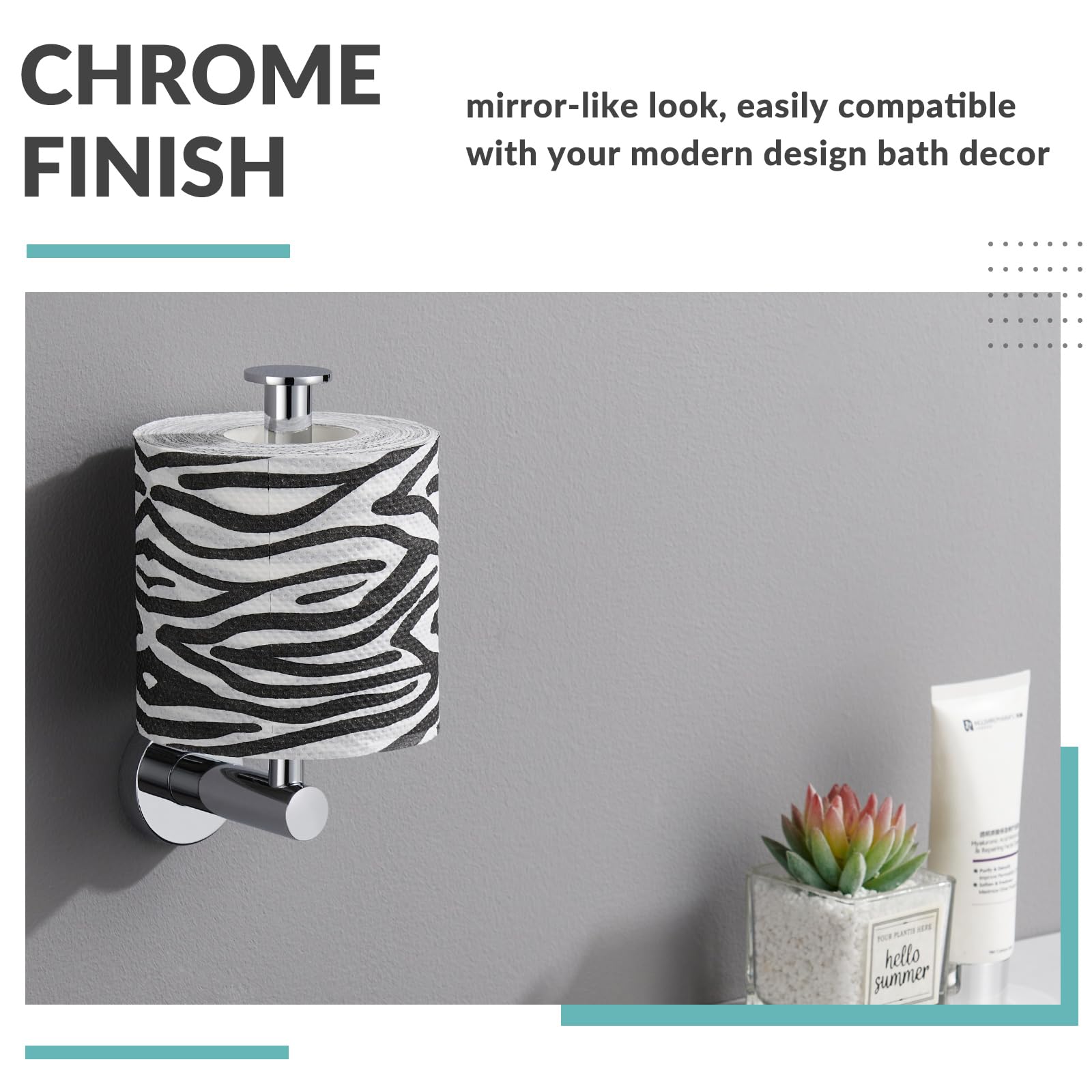 Aomasi Stainless Steel Vertical Toilet Paper Holder - Modern Chrome Standing Tissue Hanger with Round Plate | Wall Mounted Bathroom TP Roll Storage | Perfect for Small Bathrooms, Powder Rooms & RVs
