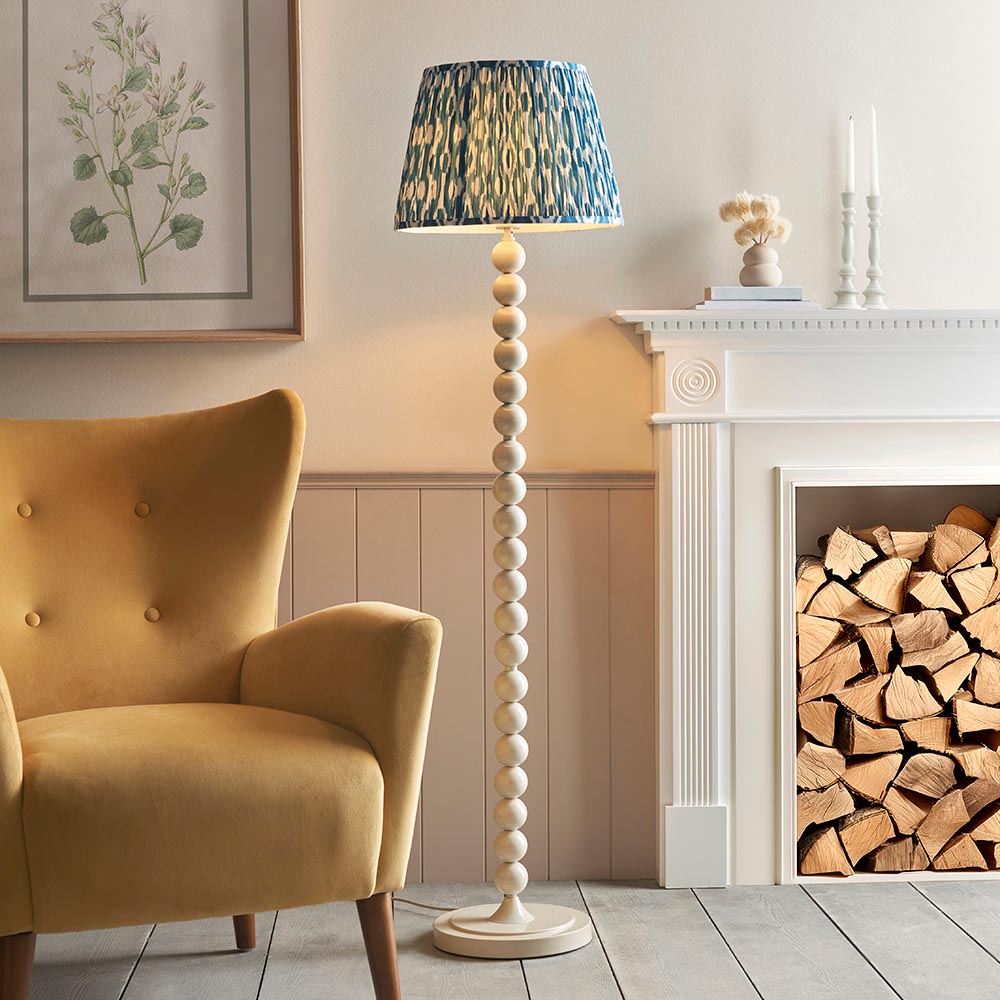 Auralis Ikat Floor Lamp with E27 Socket - Modern Handwoven Design for Living Room, Bedroom & Office Lighting