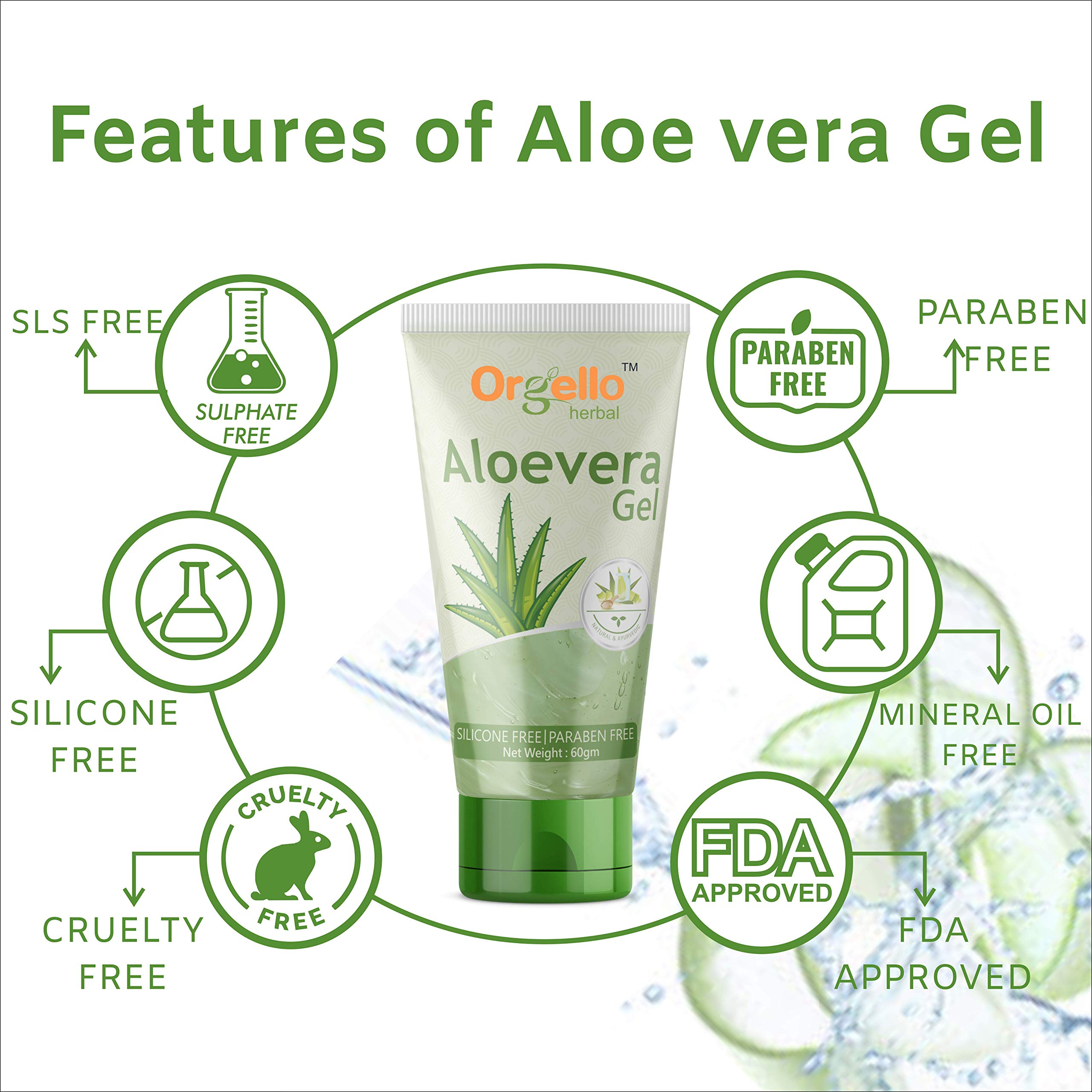 Orgello Aloe Vera Peel Off Face Mask & Gel Set - 100ml Mask + 60ml Gel for Men & Women - Paraben & Sulfate Free - Hydrates & Soothes Normal, Oily & Dry Skin - Perfect for Daily Skincare & Post-Sun Care
