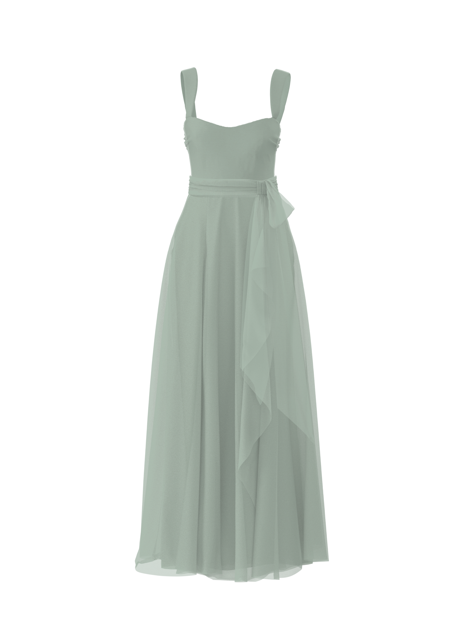 Alexis Bodice with Jaycie Skirt and Sash Belt in Sage Green - Perfect for Weddings, Parties, and Formal Events