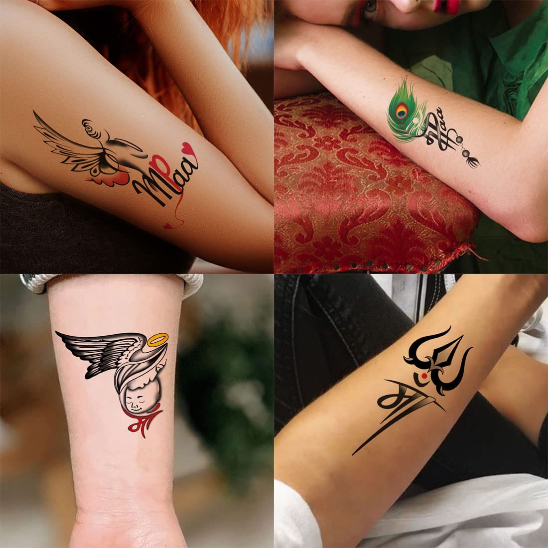 Waterproof Temporary Tattoo Stickers - Mom & Dad Pack of 4 (2x4 inch) for Family Events, Parties & Special Occasions