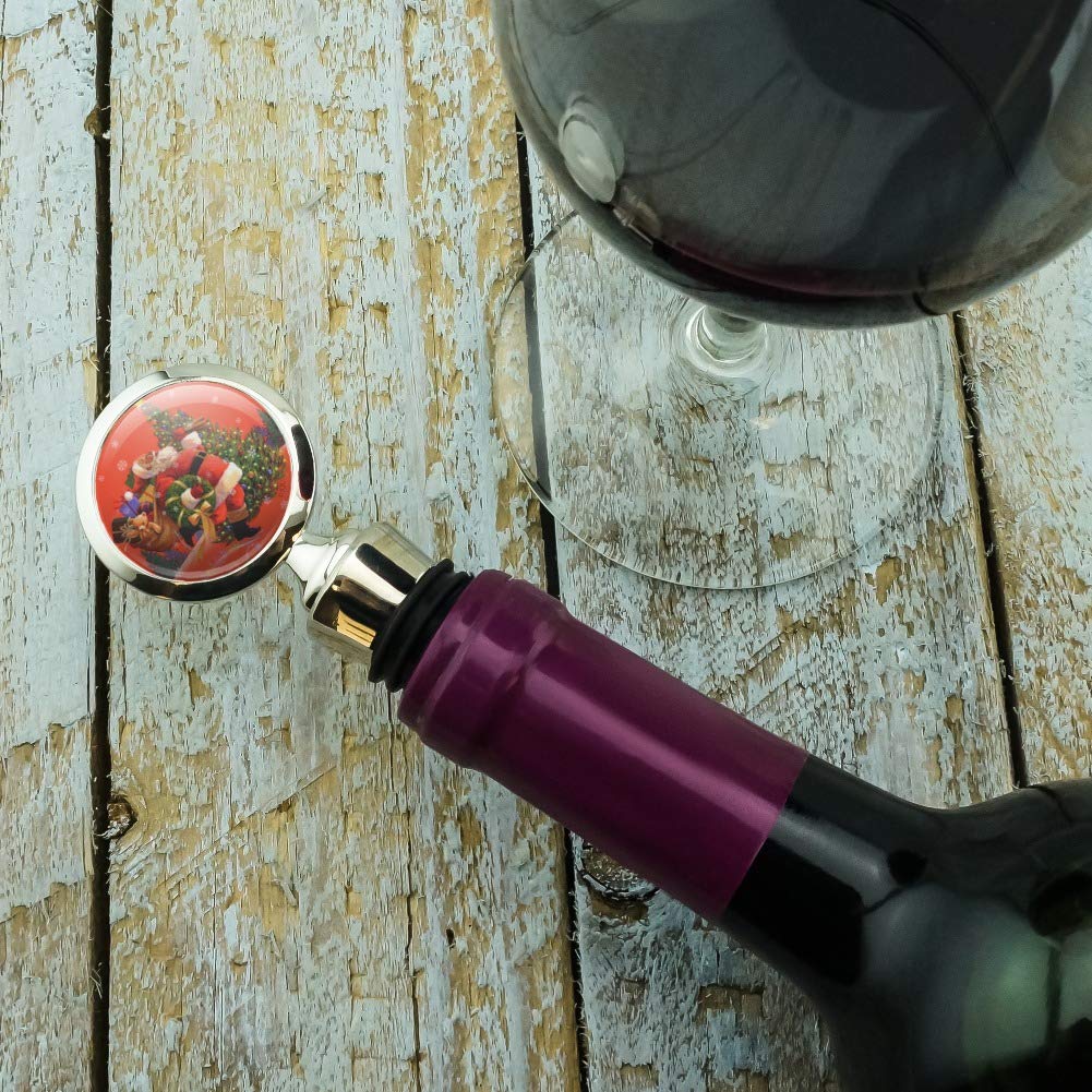 Santa Skating Christmas Tree Wine Bottle Stopper - Festive Holiday Party Decor & Wine Accessory for Christmas Gifts, Dinner Parties & Home Decor