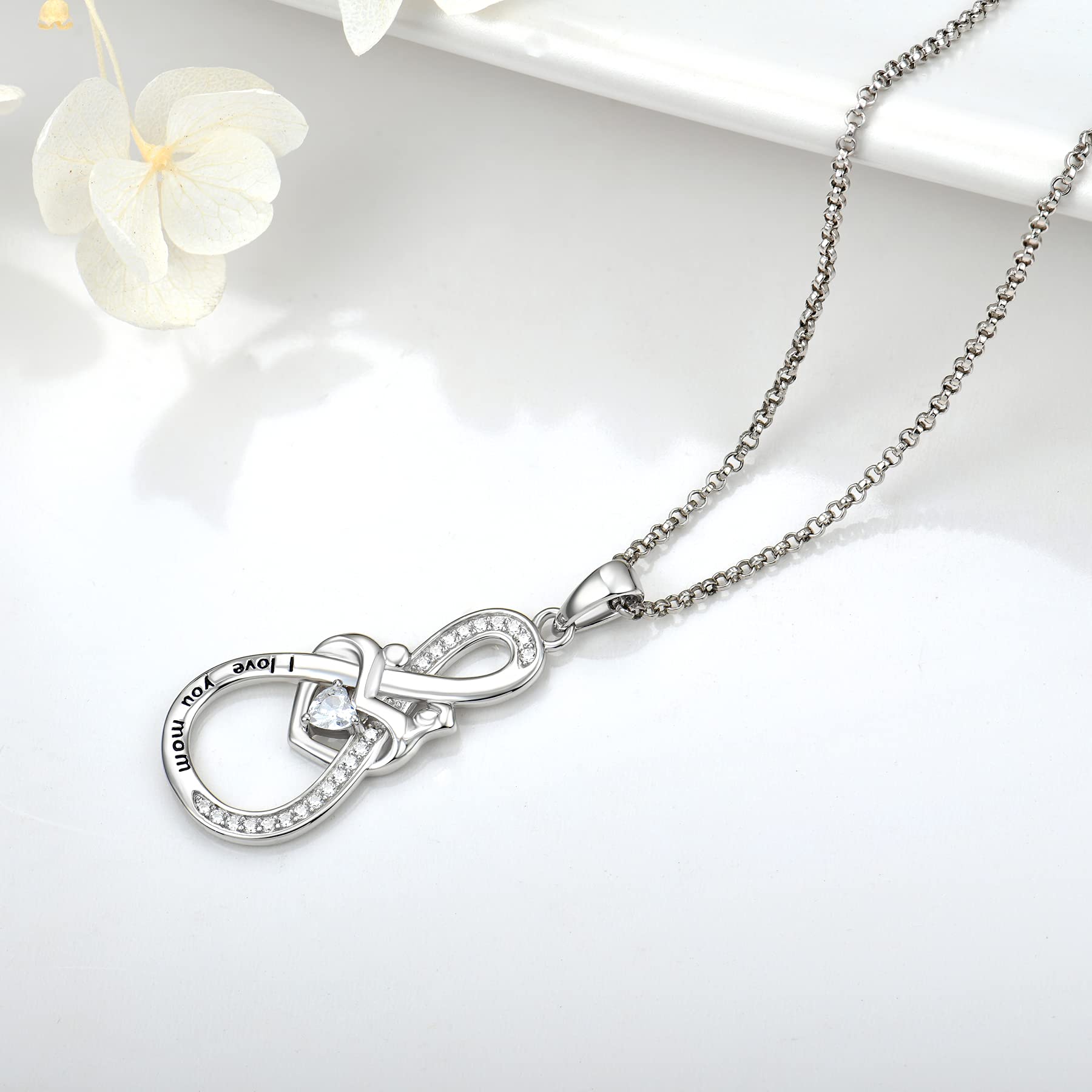 925 Sterling Silver Mom Necklace - Best Jewelry Gift for Women (Birthday/Christmas) - Perfect for Wife, Grandma & Mother's Day