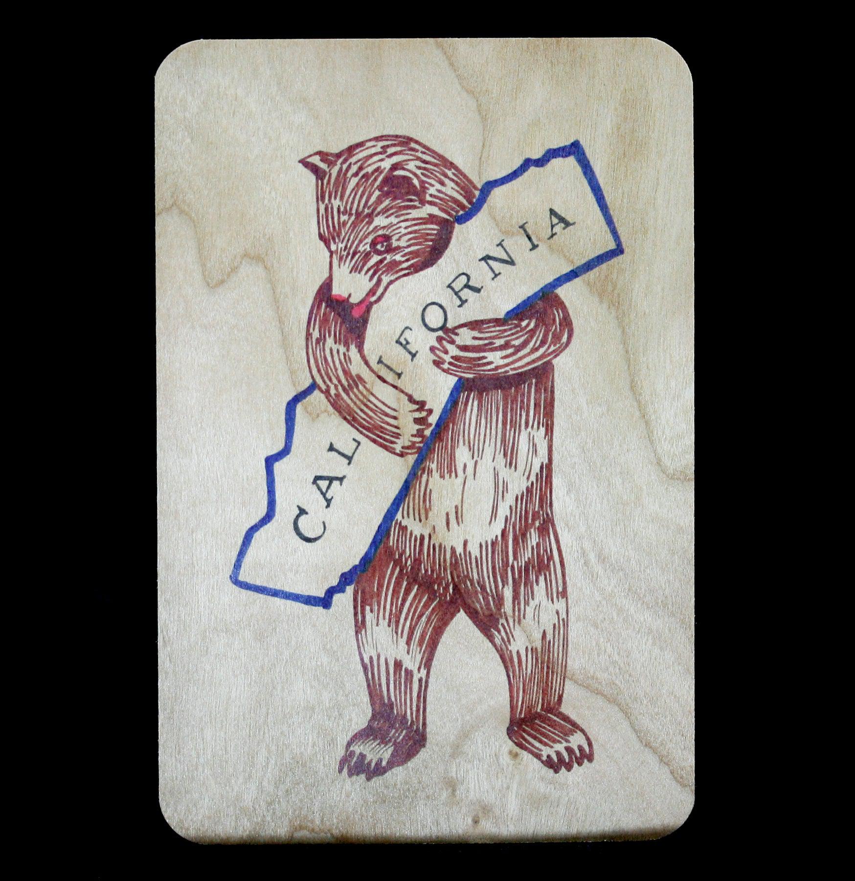 Premium Cali Bear Wooden Postcard - Handcrafted Wooden Greeting Card for Holidays, Birthdays & Special Occasions - Perfect for Home Decor, Gifts & Scrapbooking
