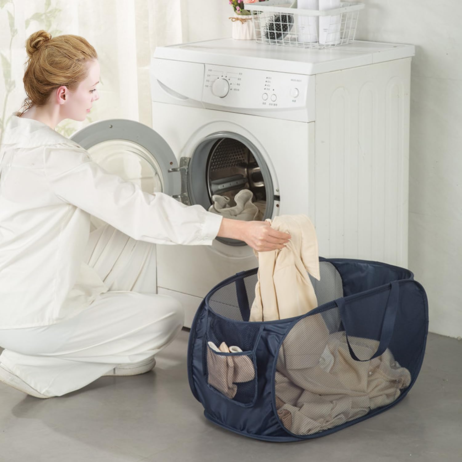 HONOMA Sturdy Mesh Laundry Hamper Basket with Side Pocket - Foldable Pop-Up Design for Laundry Room, Bathroom, Kids Room, College Dorm & Travel (Emerald Green) | Perfect for Organizing Clothes, Toys & Essentials in Small Spaces