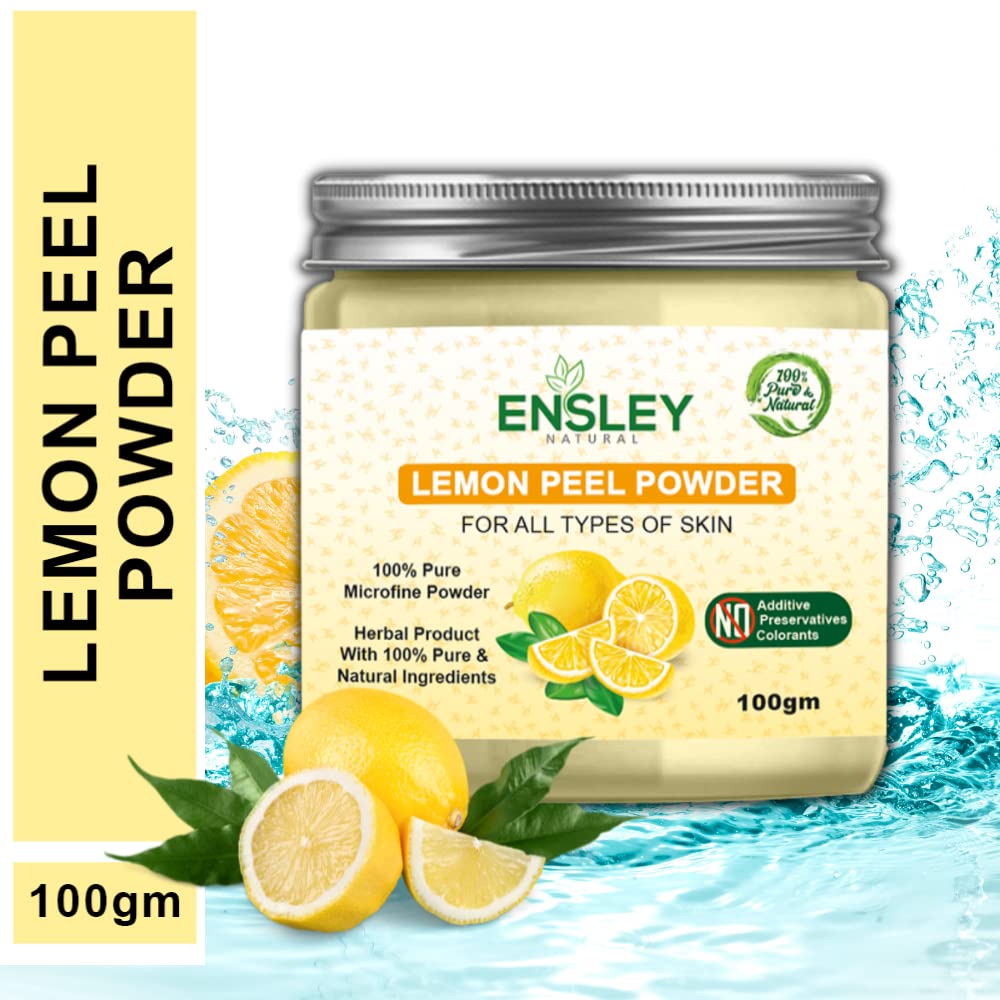 Ensley 100% Natural Lemon Peel Powder for Deep Cleansing & Exfoliation - 200g (Pack of 2) | Organic Face Scrub, Skin Brightening, DIY Beauty Recipes | Perfect for Spa Days & At-Home Skincare Routines