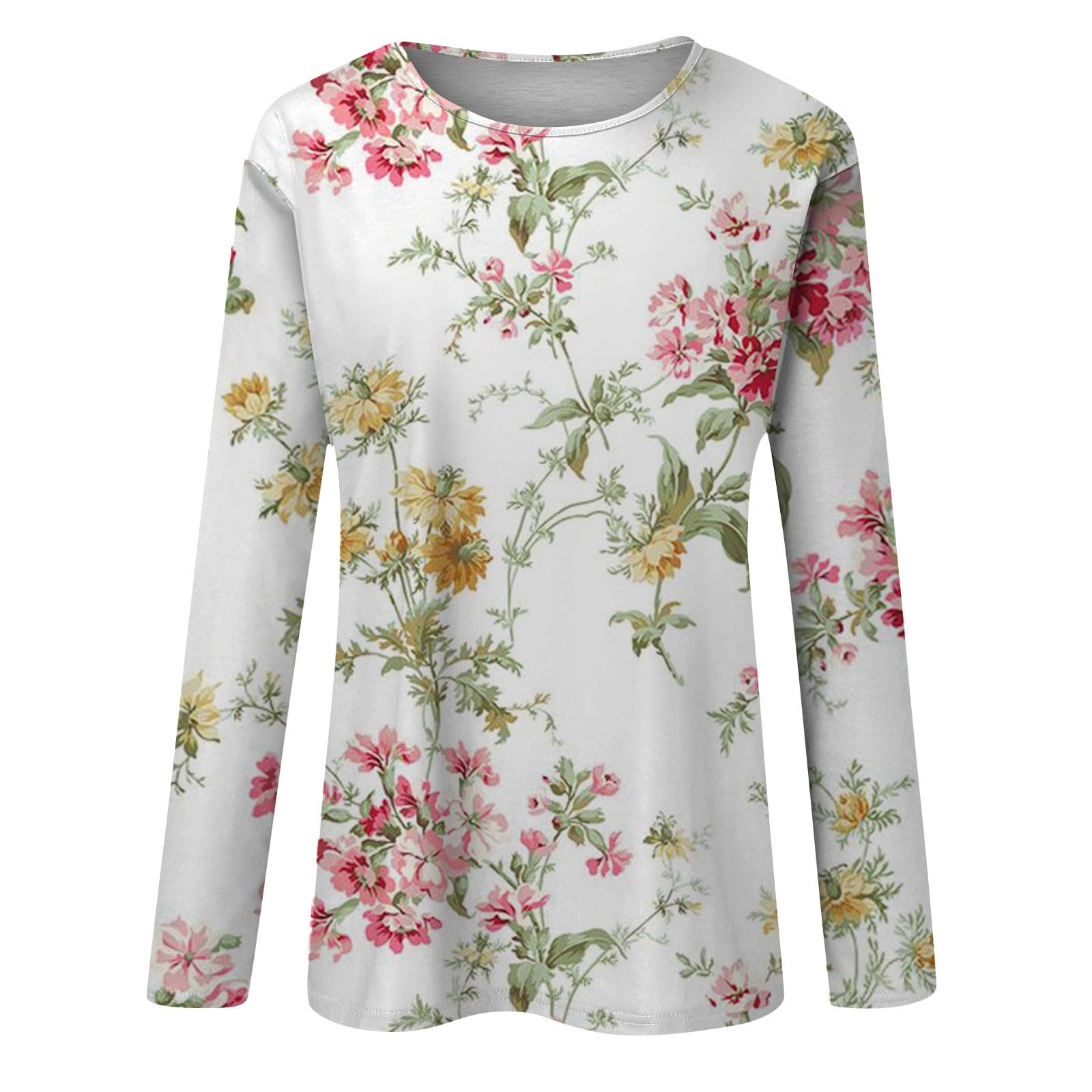Women's Long Sleeve Crew Neck Boho Tunic Top - Flowy Loose Fit Casual & Dressy Spring Blouse - Plus Size Green XL - Perfect for Office Wear, Weekend Outings & Boho Chic Fashion