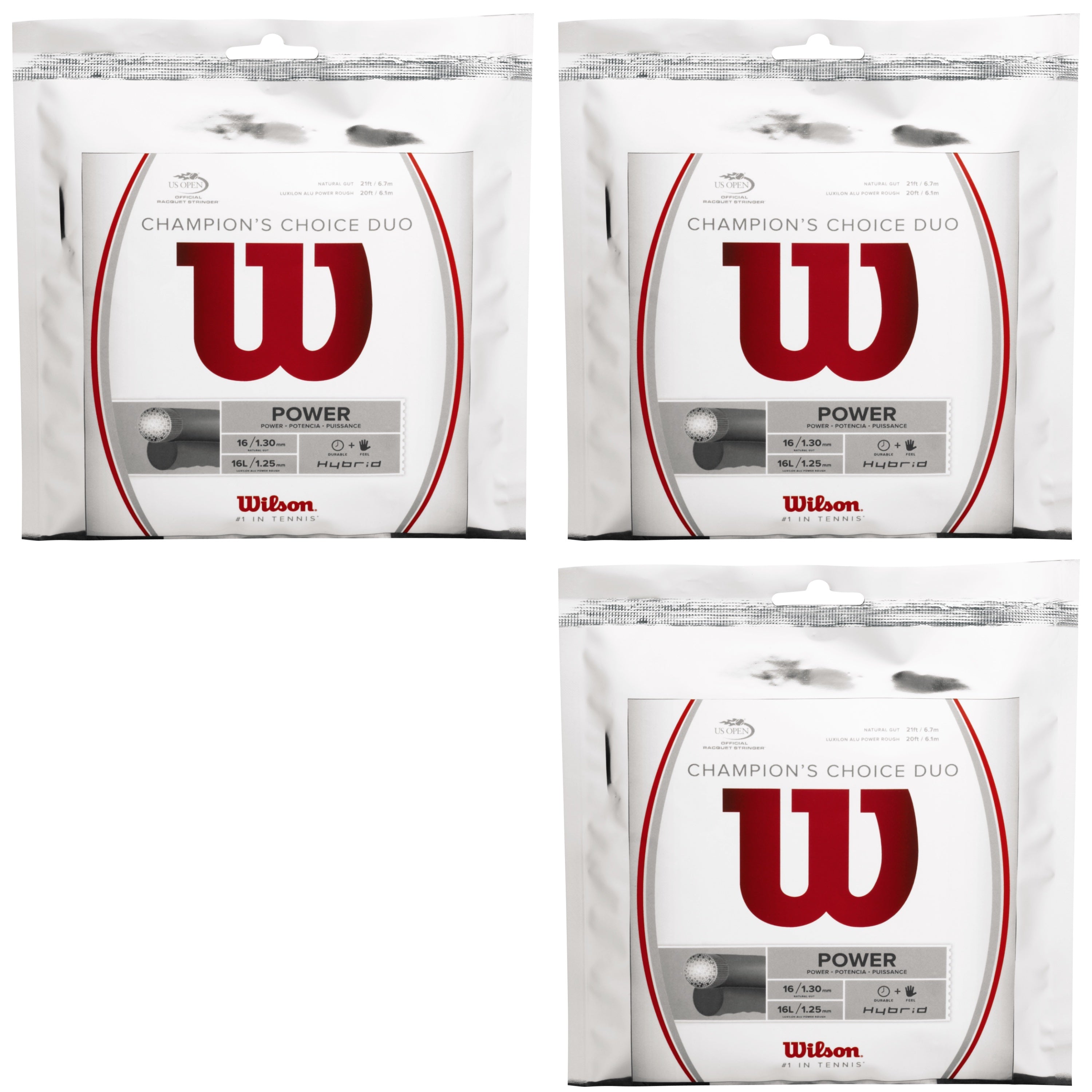 Wilson Champion Choice Hybrid Tennis String - Premium Performance for All Court Play | Perfect for Competitive Matches & Training Sessions