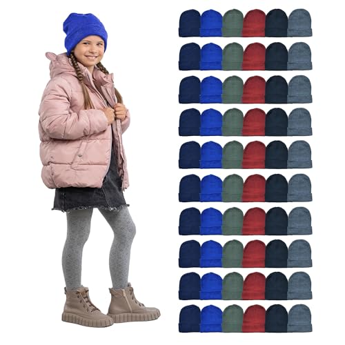 60 Pack Kids Assorted Beanies