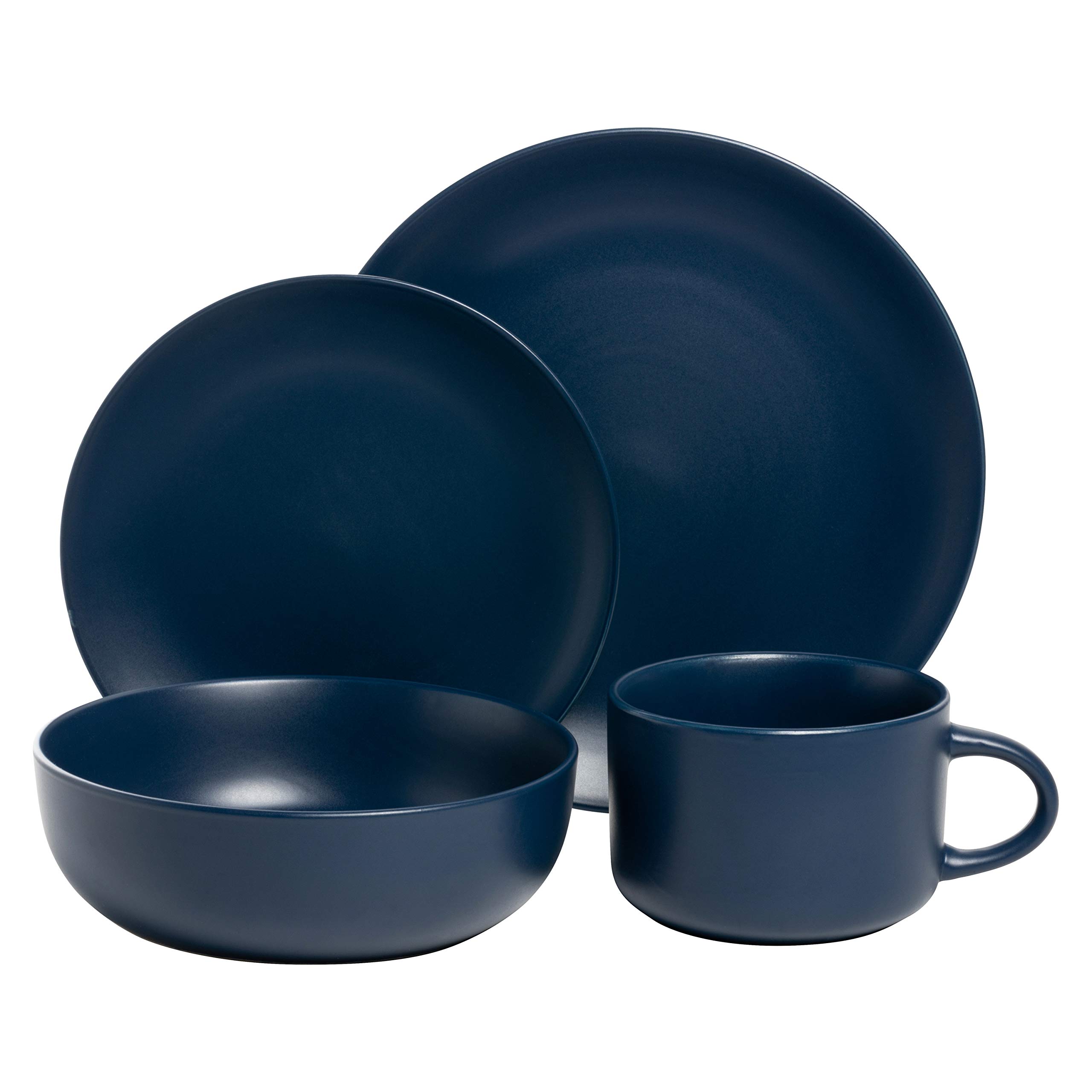 10-Piece Strawberry Street Wazee Matte Coupe Dinnerware Set - Midnight Blue Modern Dinner Plates, Salad Plates & Bowls - Perfect for Casual Dining, Entertaining & Everyday Use