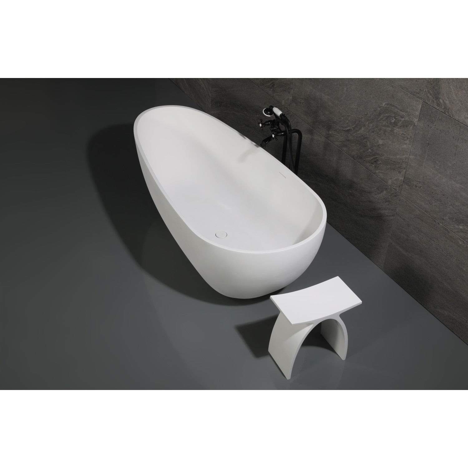 Arcticstone VRTOV713422 72-Inch Freestanding Acrylic Egg-Shaped Bathtub - Double Ended Soaking Tub with Drain - Glossy White & Matte White Finish - Perfect for Modern Bathrooms & Spa Retreats