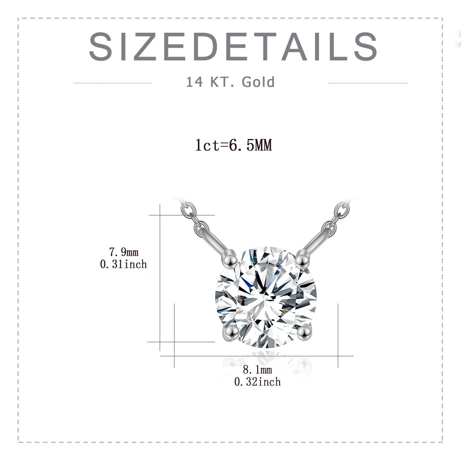 14K Real Gold Moissanite Necklace - Classic 4-Prong Round Cut Solitaire Simulated Diamond Choker for Women & Girls | Mothers Day Gift Jewelry (0.5ct-2ct, 16+2 Inch) | Perfect for Weddings, Anniversaries & Special Occasions