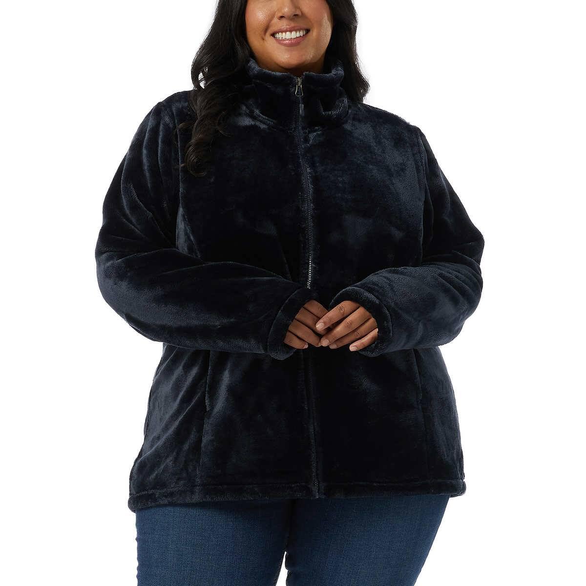 32 Degrees Heat Women's Full Zip Plush Jacket - Soft Fleece Lined Winter Coat for Cold Weather, Outdoor Activities & Casual Wear