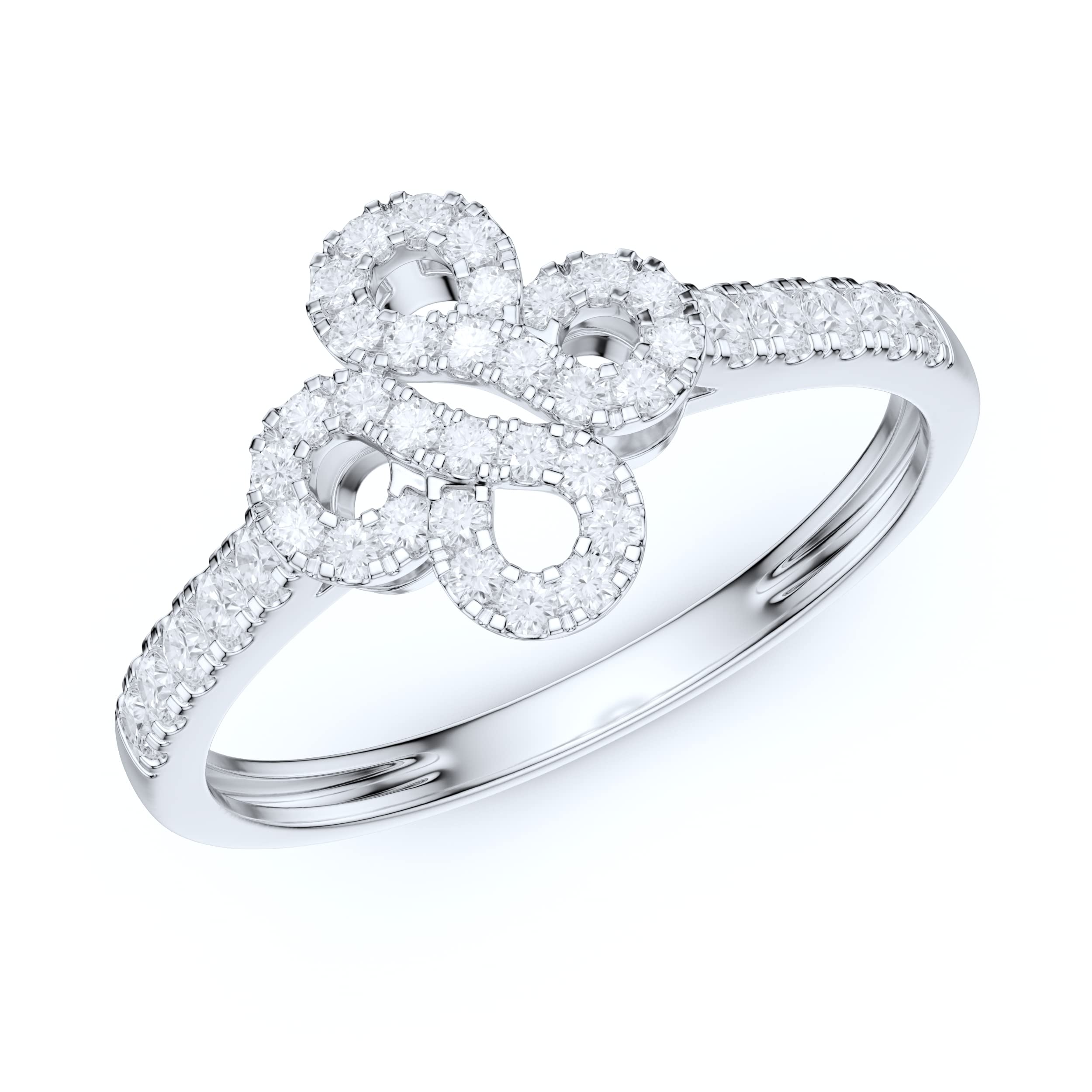 10K White Gold Elegant Split Infinity Engagement Ring with Simulated Diamond or Genuine Moissanite Pave - Perfect for Proposals, Anniversaries & Romantic Occasions