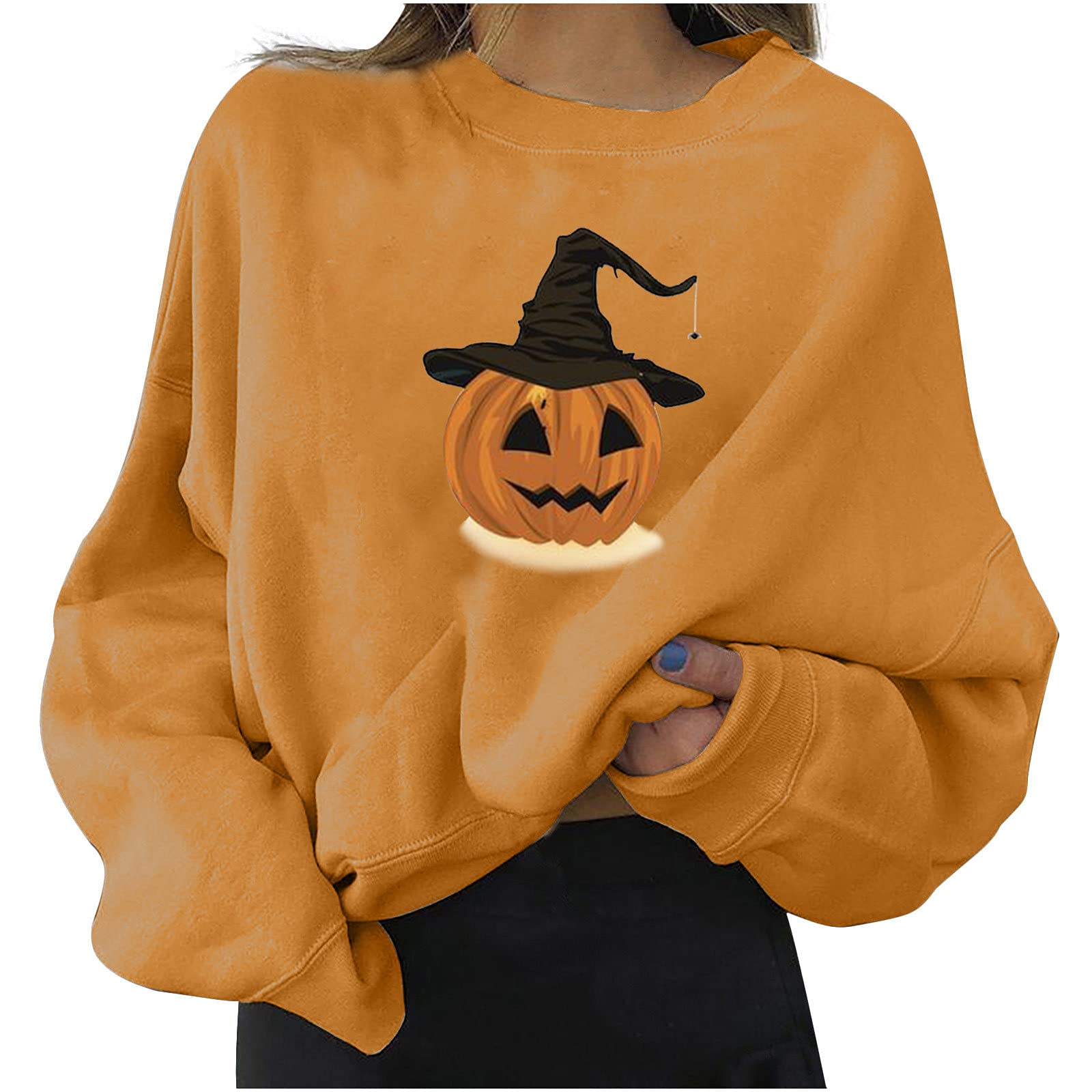 Stylish Women's Halloween Graphic Printed Long Sleeve Sweatshirts & T-Shirts - Casual Party Outfits & Seasonal Fashion