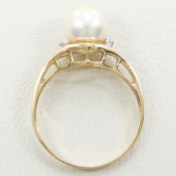 14K Yellow Gold & White Gold Pearl Diamond Ring for Women - Elegant Bridal, Wedding, Anniversary & Engagement Jewelry Gift