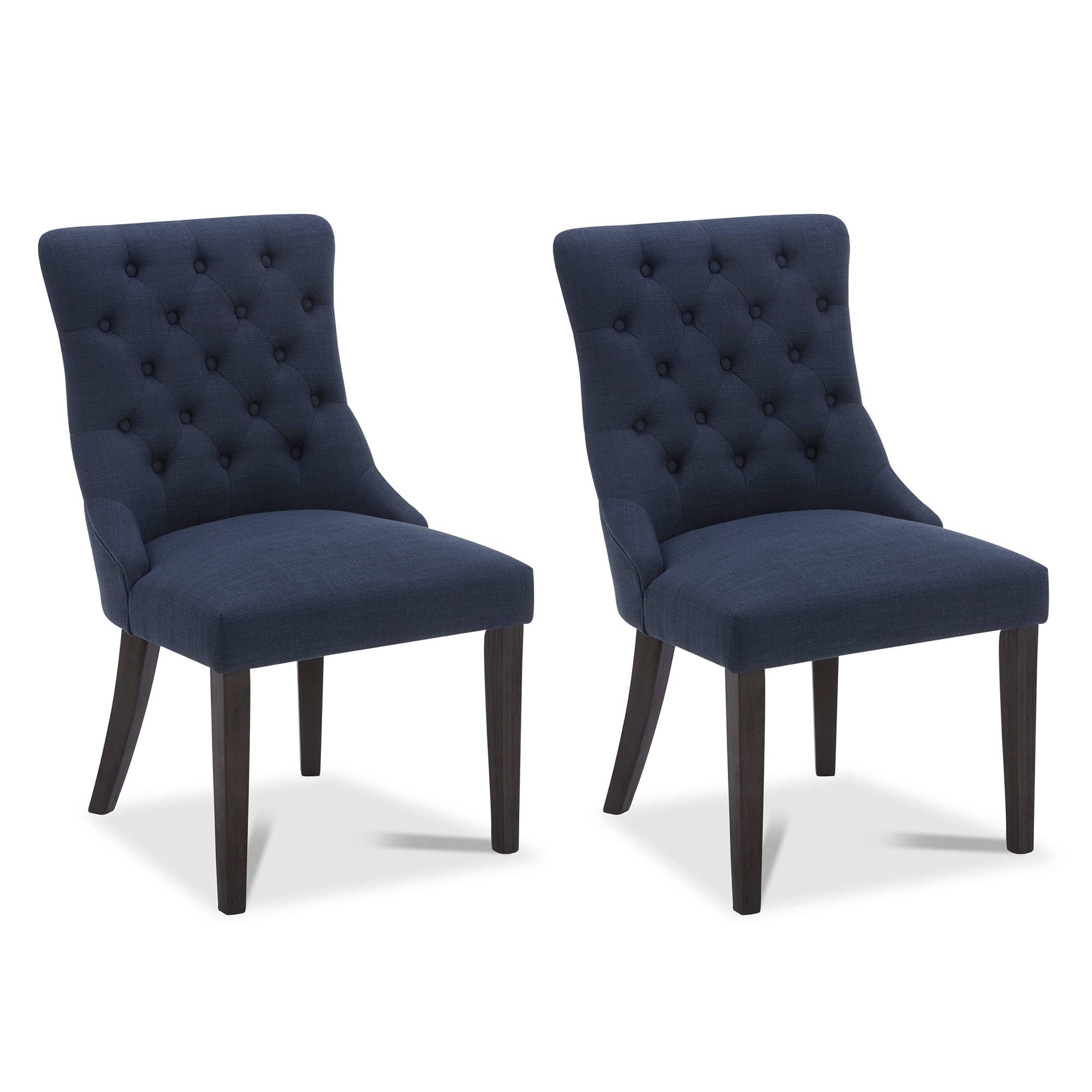 CHITA Farmhouse Tufted Dining Chairs Set of 2 - Modern Upholstered High Back Fabric Dining Room Chairs in Insignia Blue - Perfect for Kitchen, Dining Room & Farmhouse Decor
