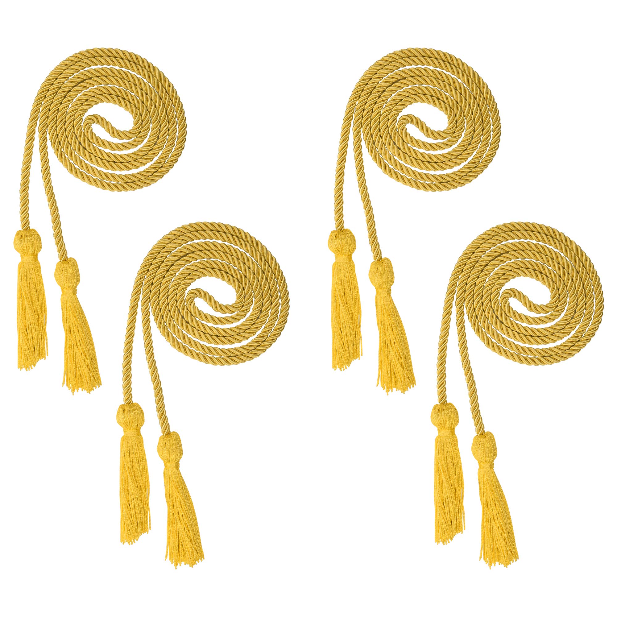 Beautyflier® 4-Pack Graduation Honor Braided Cords with Sewing Tassels - Gold Polyester Yarn Honor Cords for Bachelor Gowns - Perfect for Graduation Ceremonies, Commencement & Academic Achievements