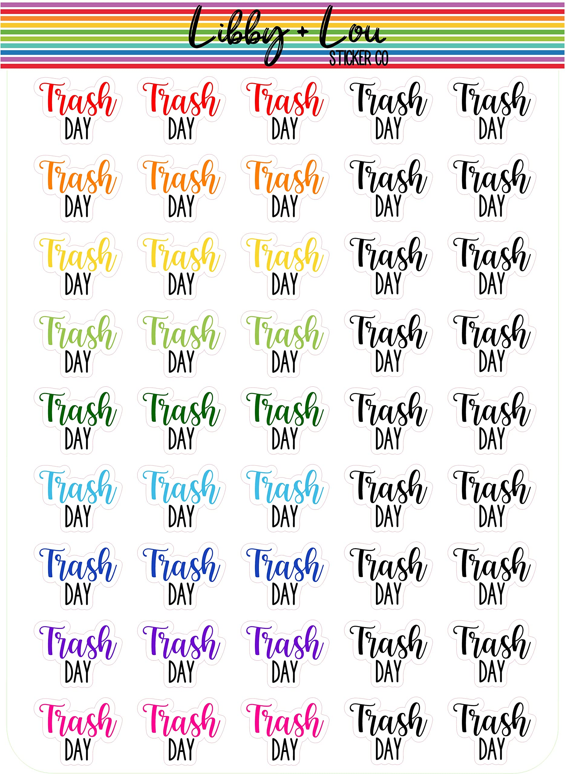 Trash Day Planner Stickers - Organize Your Schedule | Libby & Lou