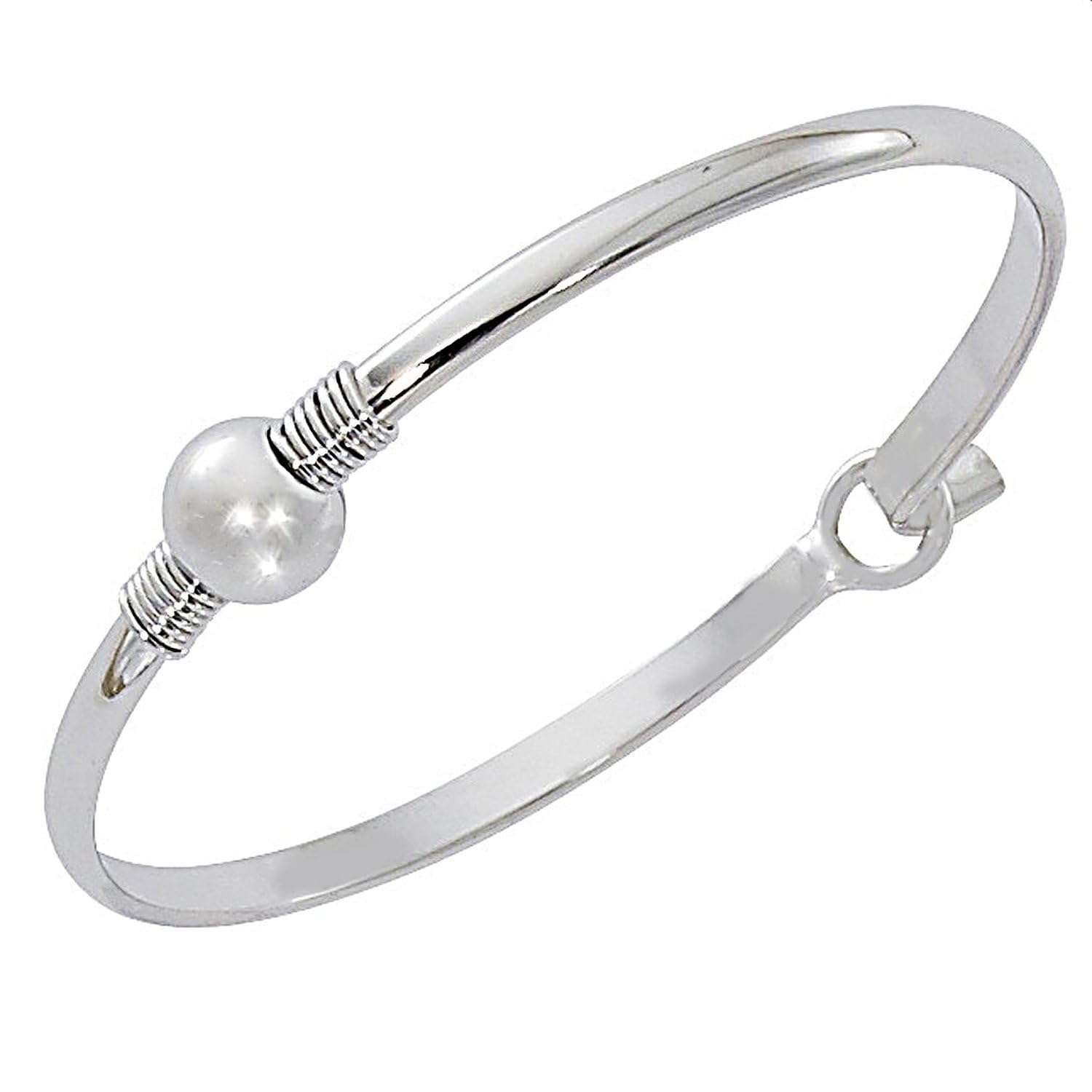 Ball Bracelet Latch Cuff - Adjustable Silver Bangle Bracelet for Women | Perfect for Parties, Weddings & Everyday Wear