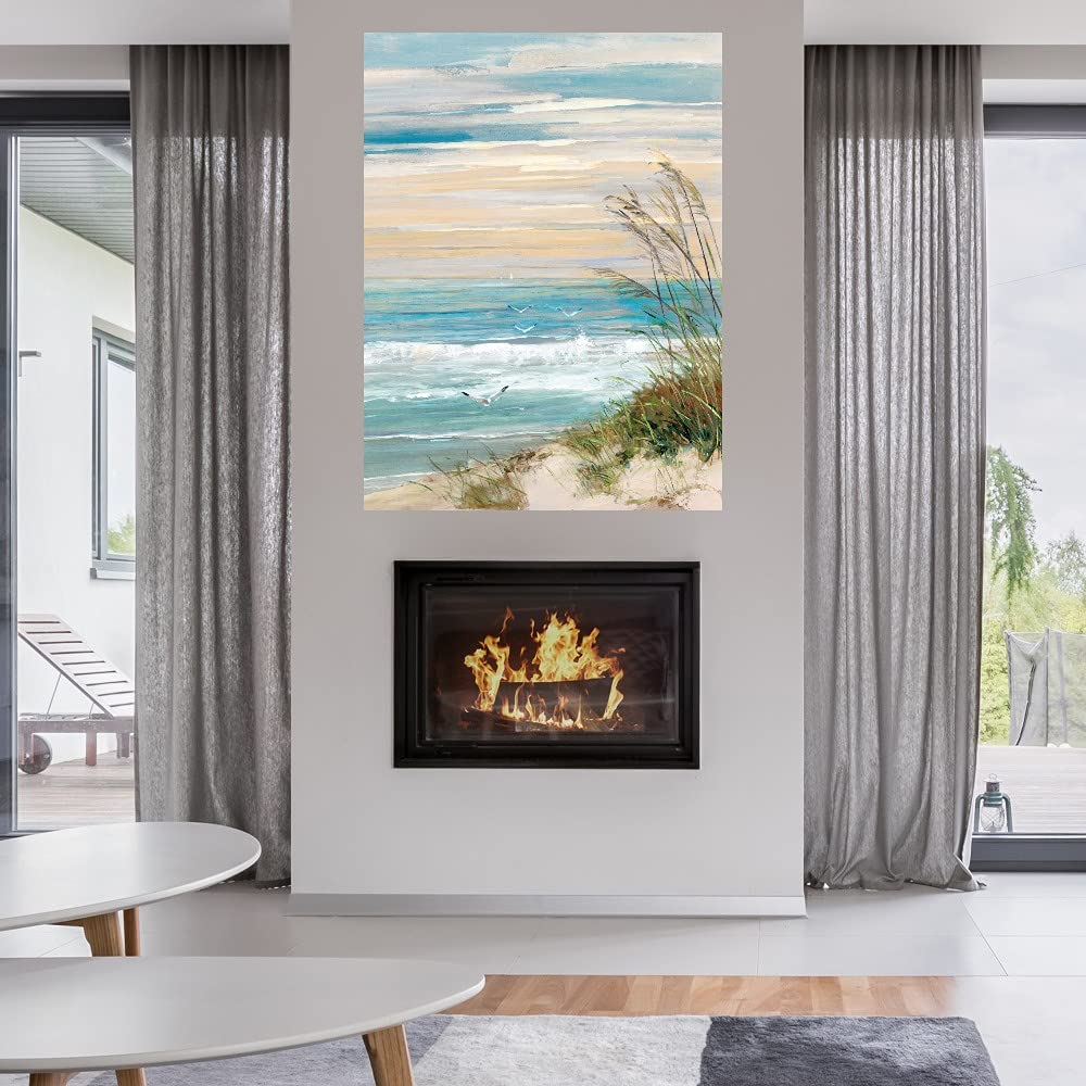 Stunning Beach at Dusk Canvas Wall Art Print by Sally Swatland - 24x32 Inch Ready to Hang Painting for Living Room, Bedroom, Office Decor - Perfect Coastal Home Decor & Gift Idea for Beach Lovers
