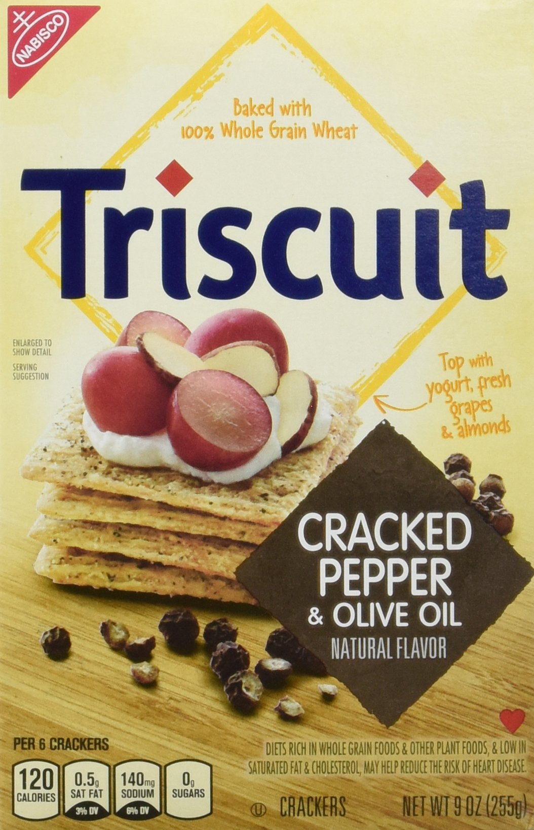 Triscuit Cracked Pepper & Olive Oil Crackers, 9-Ounce (Pack of 3) - Perfect for Snacking, Charcuterie Boards & Party Appetizers