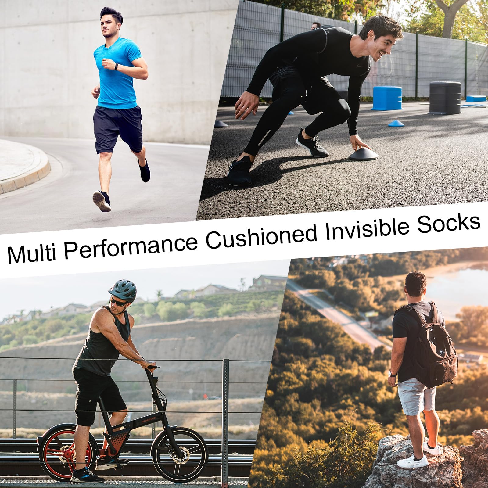 SRCLO Men's No Show Trainer Socks 9-12 - Invisible Low Cut Cotton Socks with Non-Slip Silicone Stripes (6 Pairs) - Perfect for Running, Gym & Casual Wear