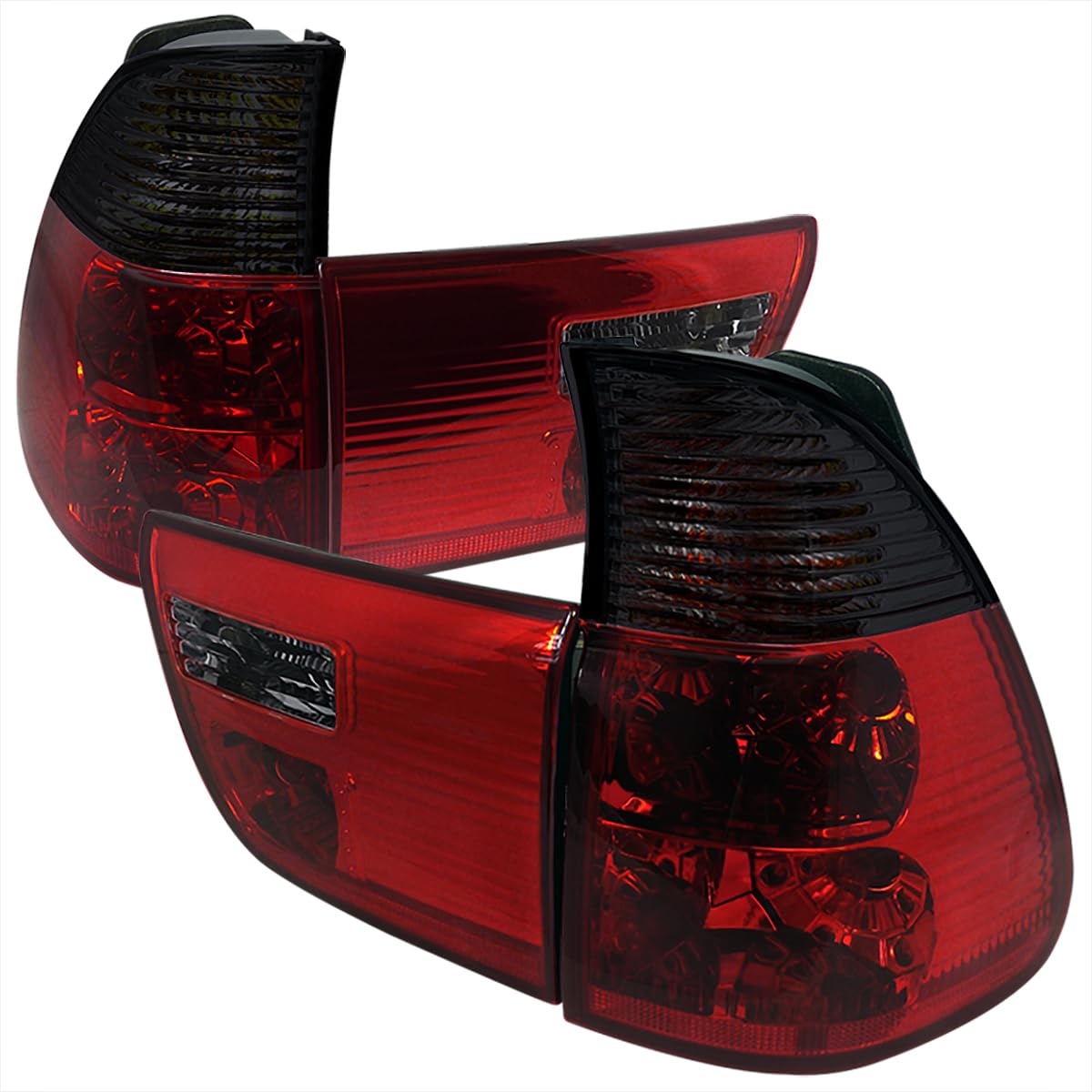 SPEC-D TUNING Red Smoke Lens Tail Lights for 2000-2006 BMW E53 X5 - Left & Right Pair Assembly - Upgrade Your Ride with Stylish LED Tail Lights for Enhanced Visibility & Night Driving Safety