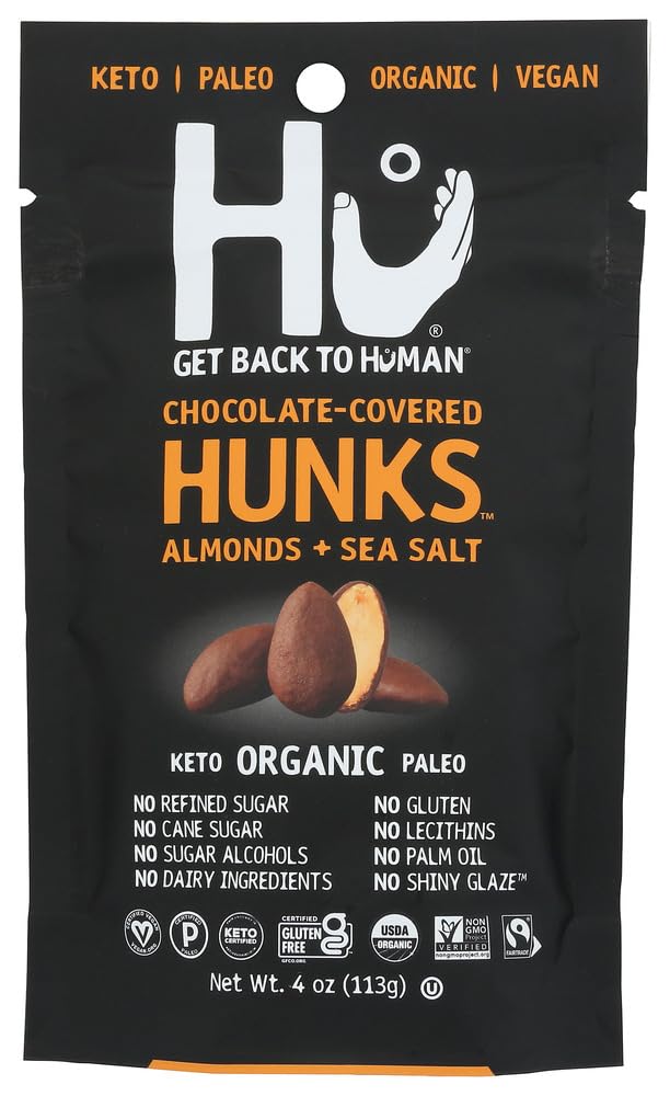 HU KITCHEN Dark Chocolate Covered Almonds - 4 OZ (Pack of 3) | Premium Snack for Gifts, Parties & Healthy Desserts | Gluten-Free & Vegan Treat