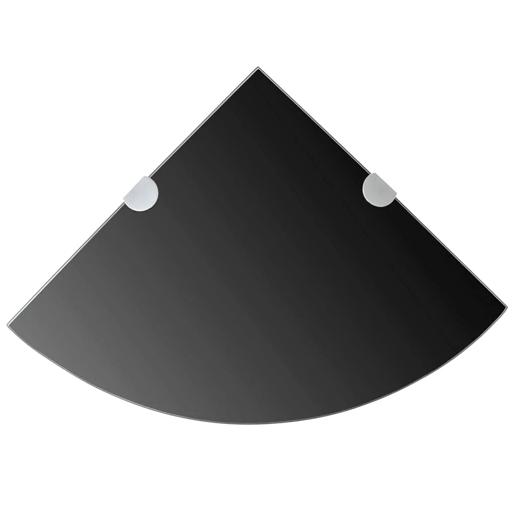 2-Pack Black Tempered Glass Corner Shelves (9.8
